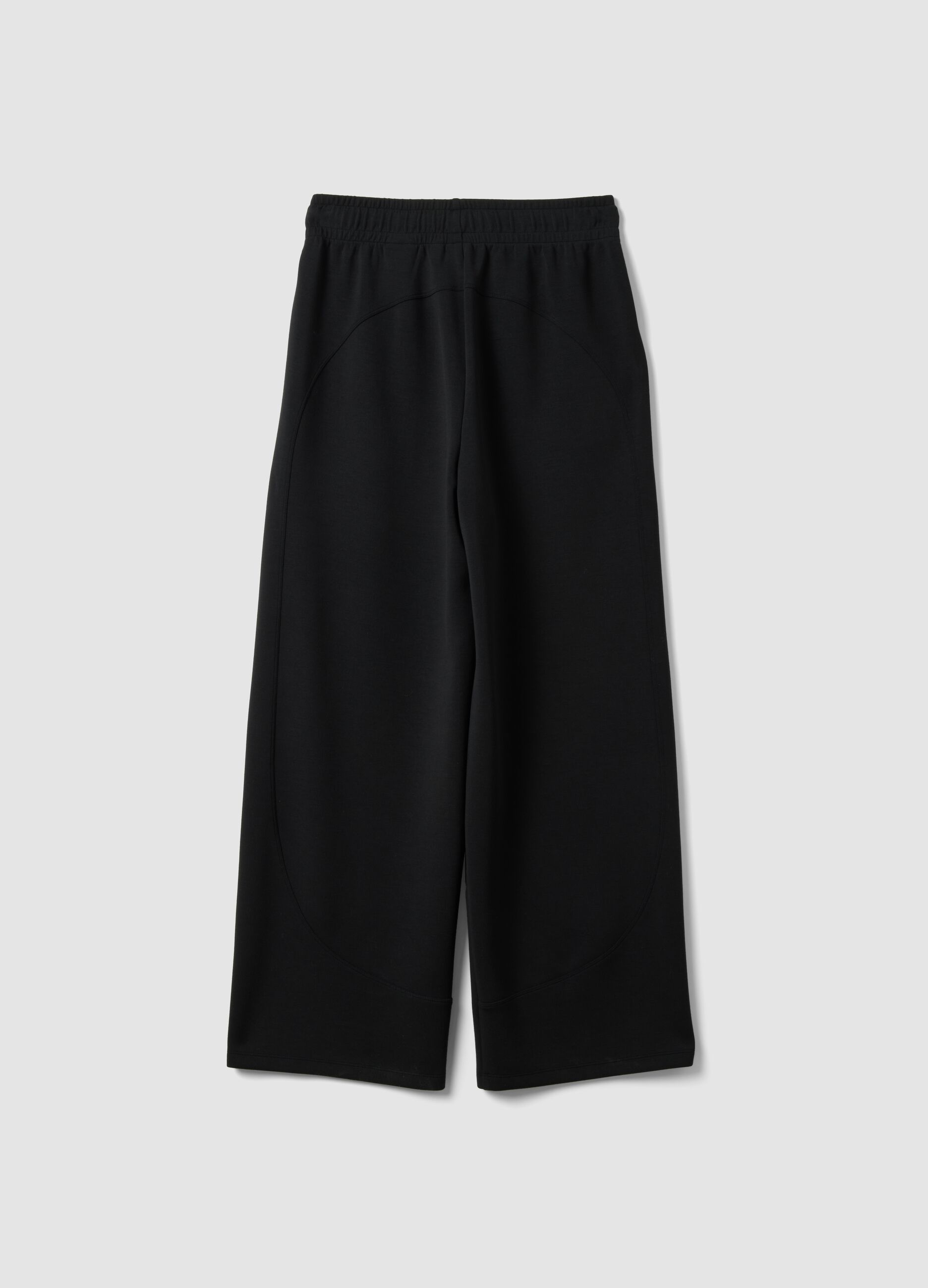 Black regular-fit stretch viscose jersey trousers