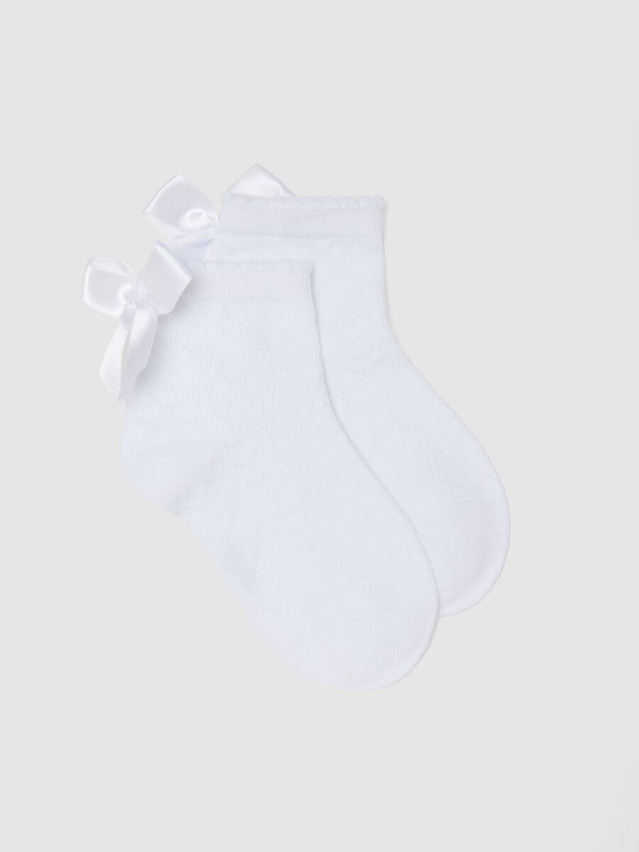 Wei&szlig;e M&auml;dchen-Socken aus elastischem Baumwollmix mit Schleifen_0