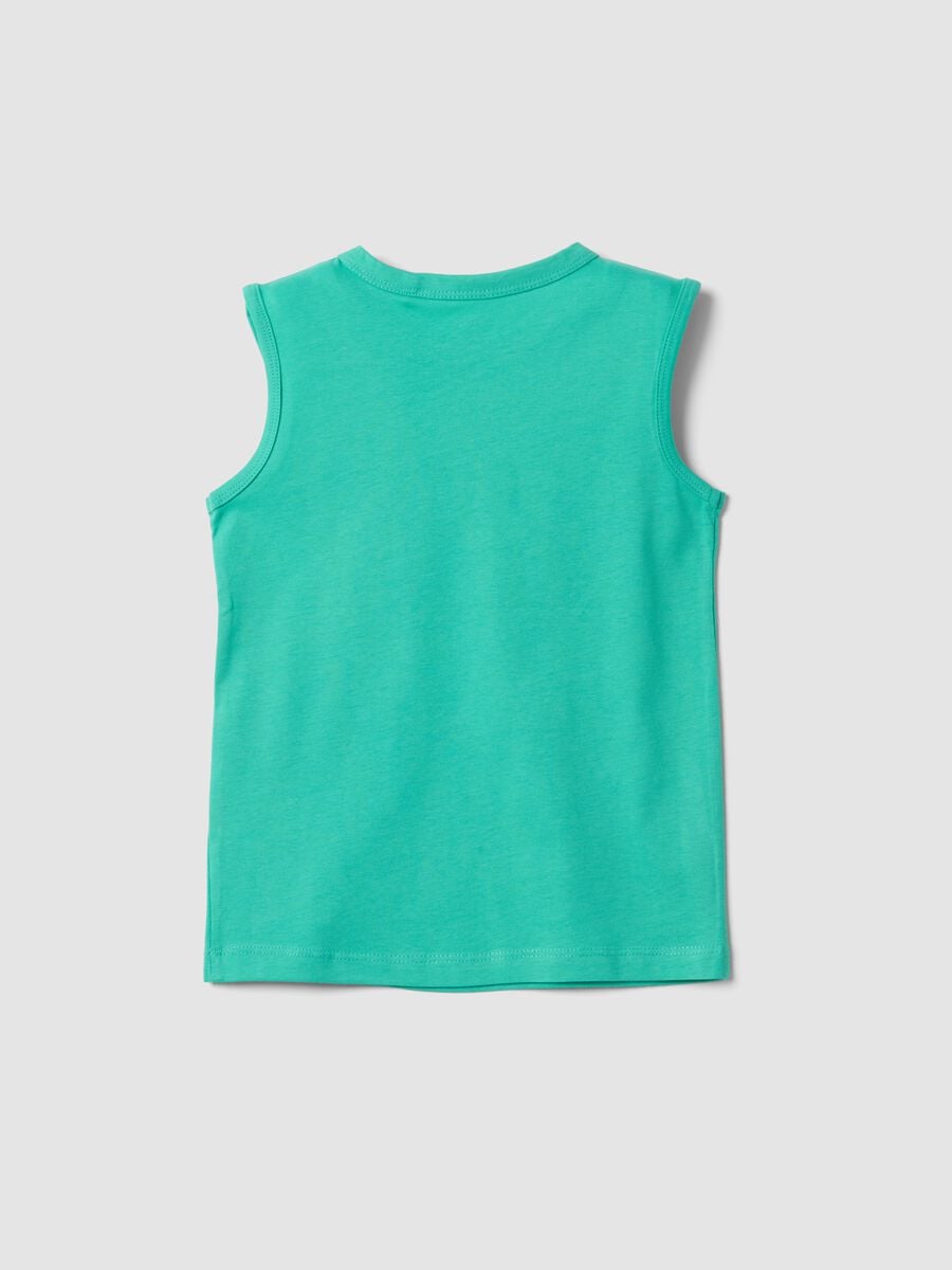 Green pure cotton vest top with surf print_1