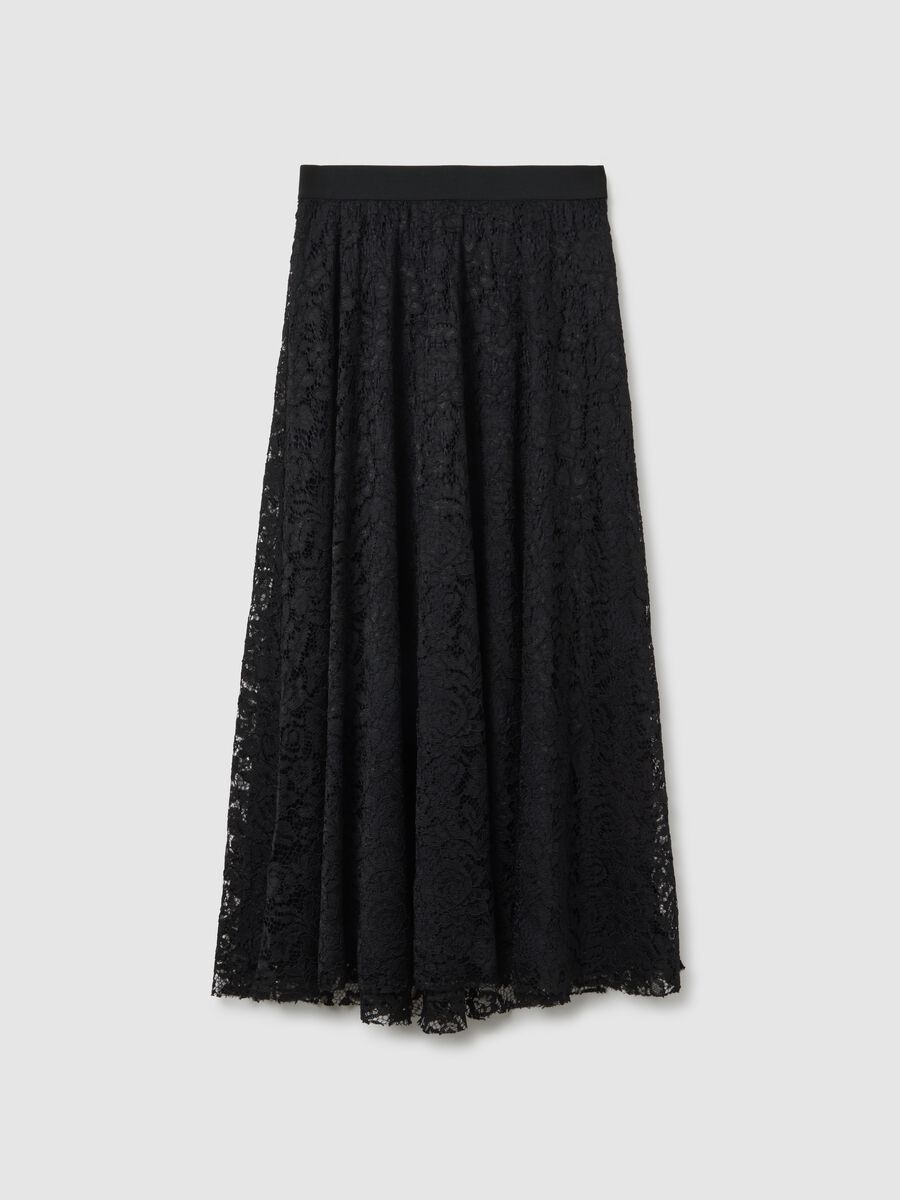 Long Black Skirt in Sheer Lace_4