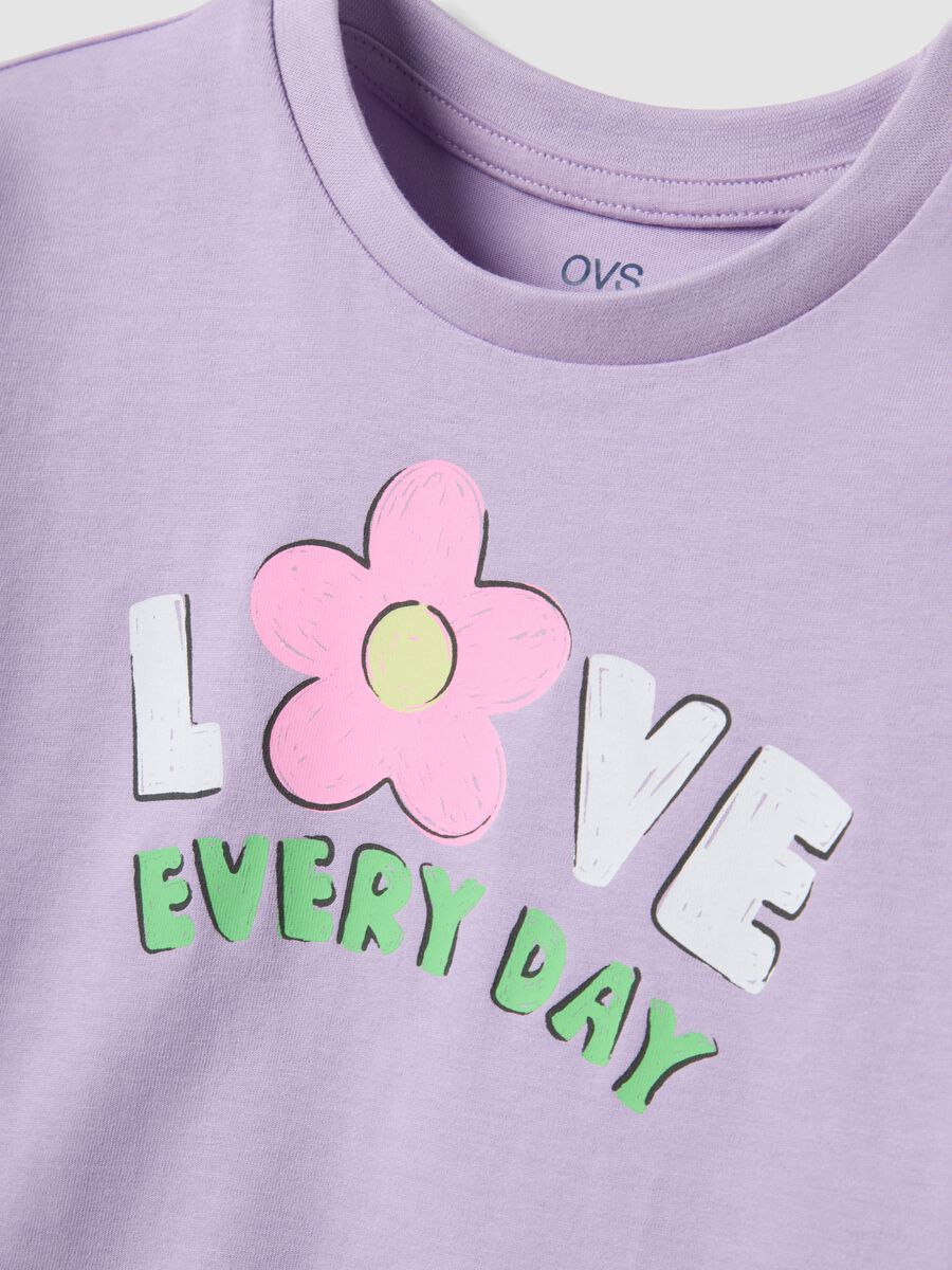 Girls' regular fit purple pure cotton T-shirt with print_2