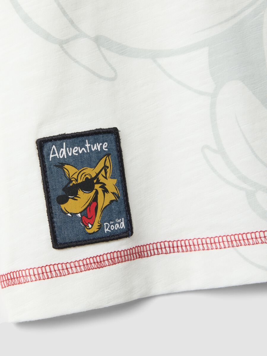 White pure cotton oversized fit girl's T-shirt with print_3