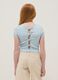 Blue stretch cotton short-sleeve T-shirt_1