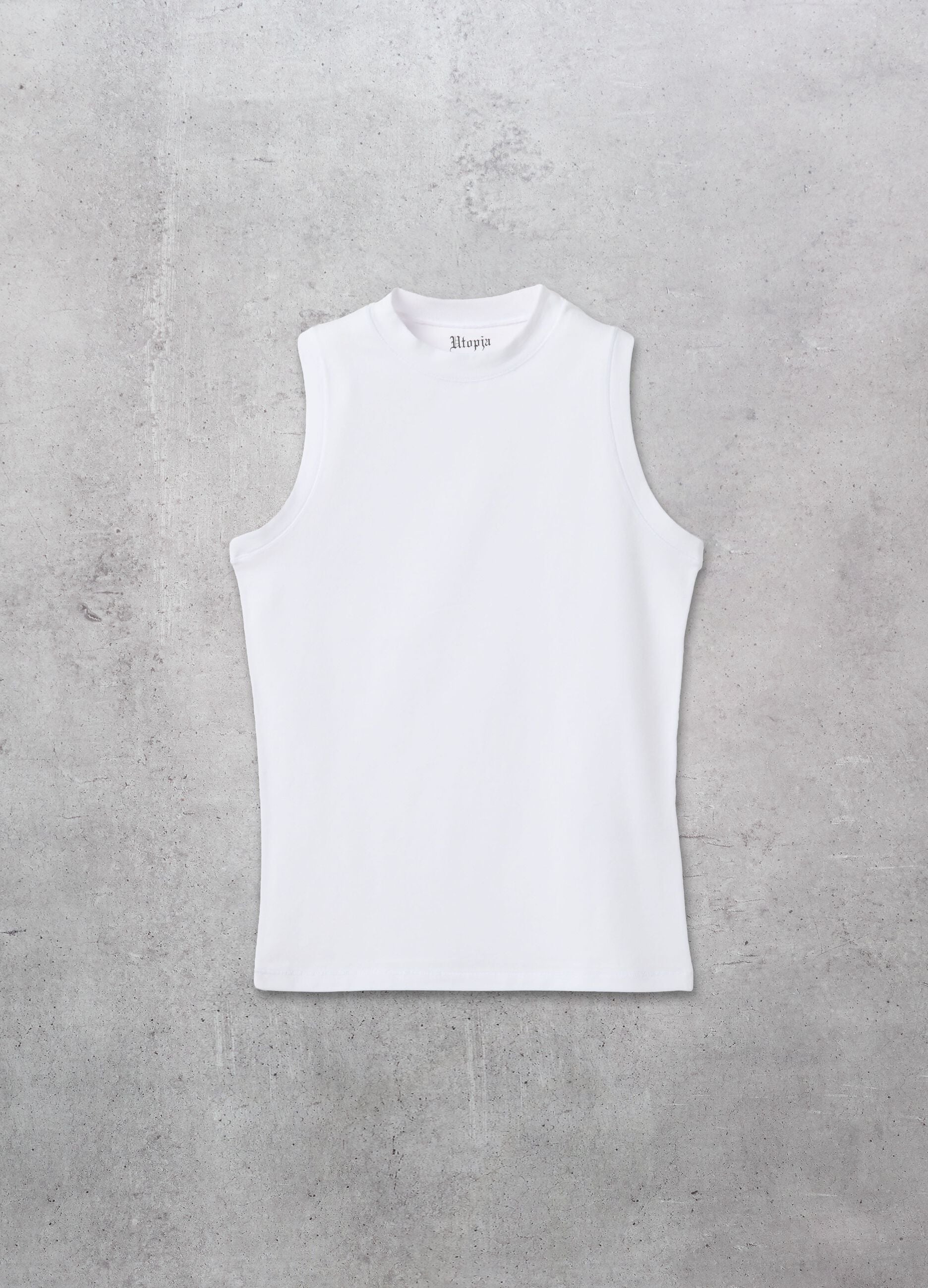 Mock Neck Tank Top White
