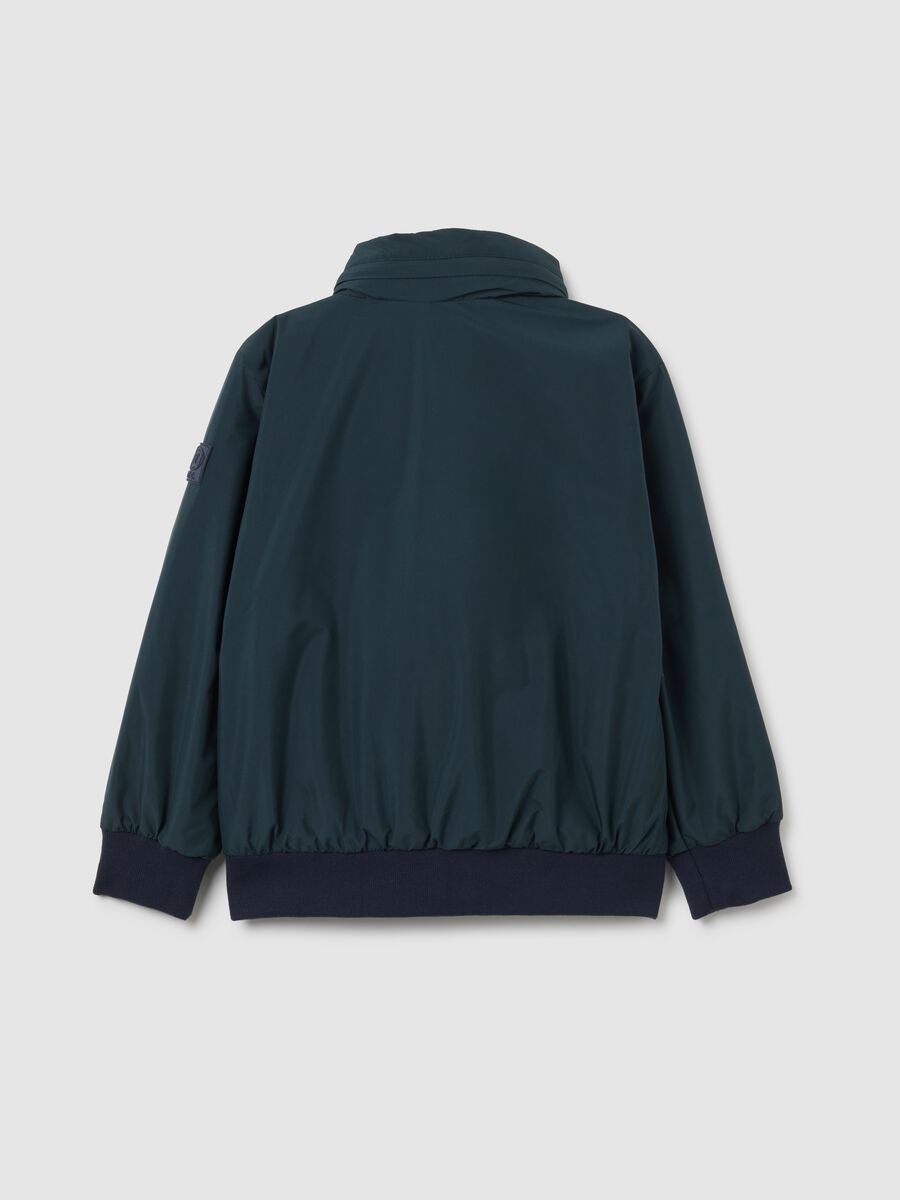 Green padded children's jacket regular fit with zip and hood_1