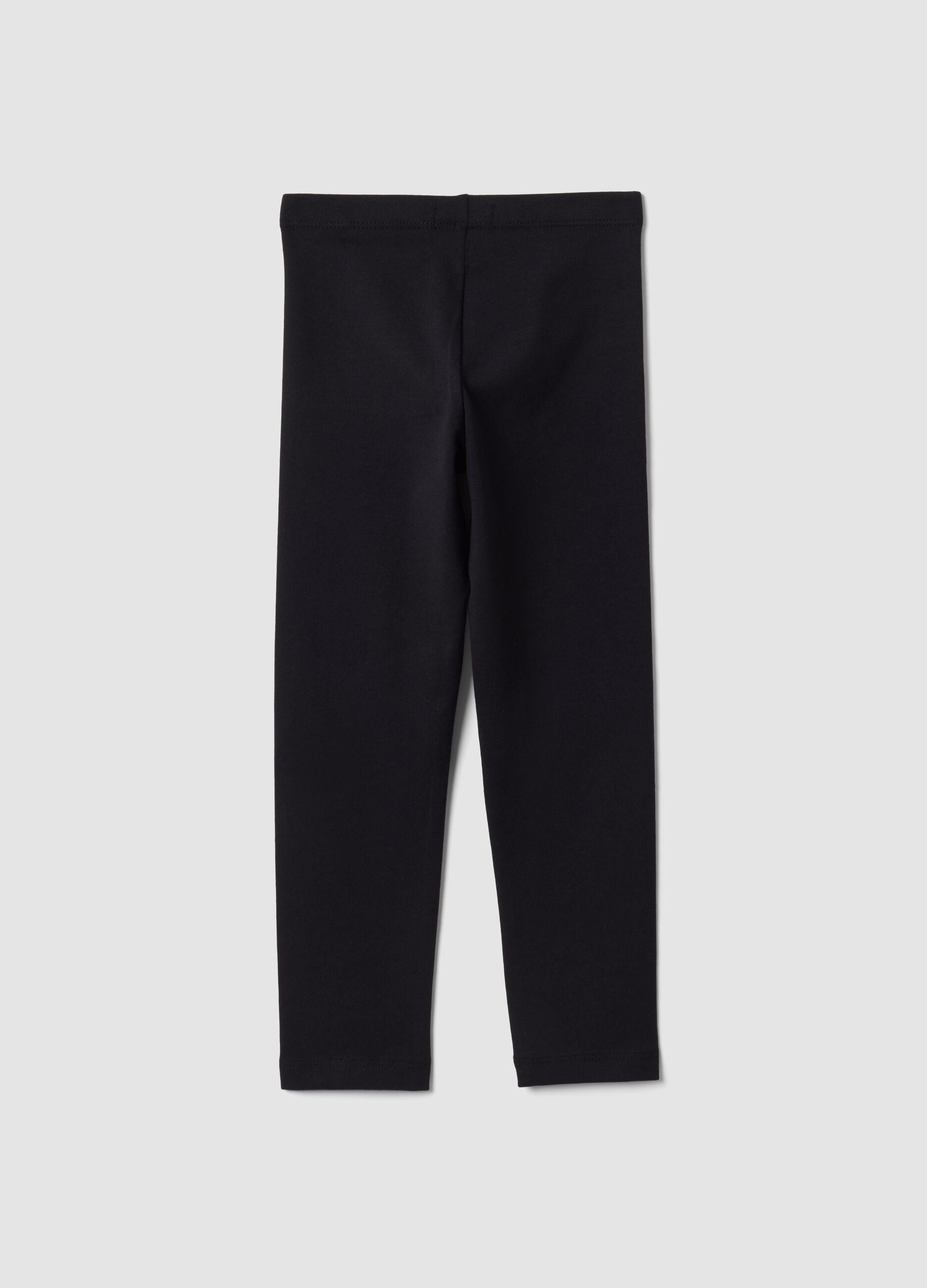 Black skinny leggings in stretch organic cotton with star for girls