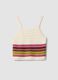 Fitted pure cotton multicolour striped knitted top_0