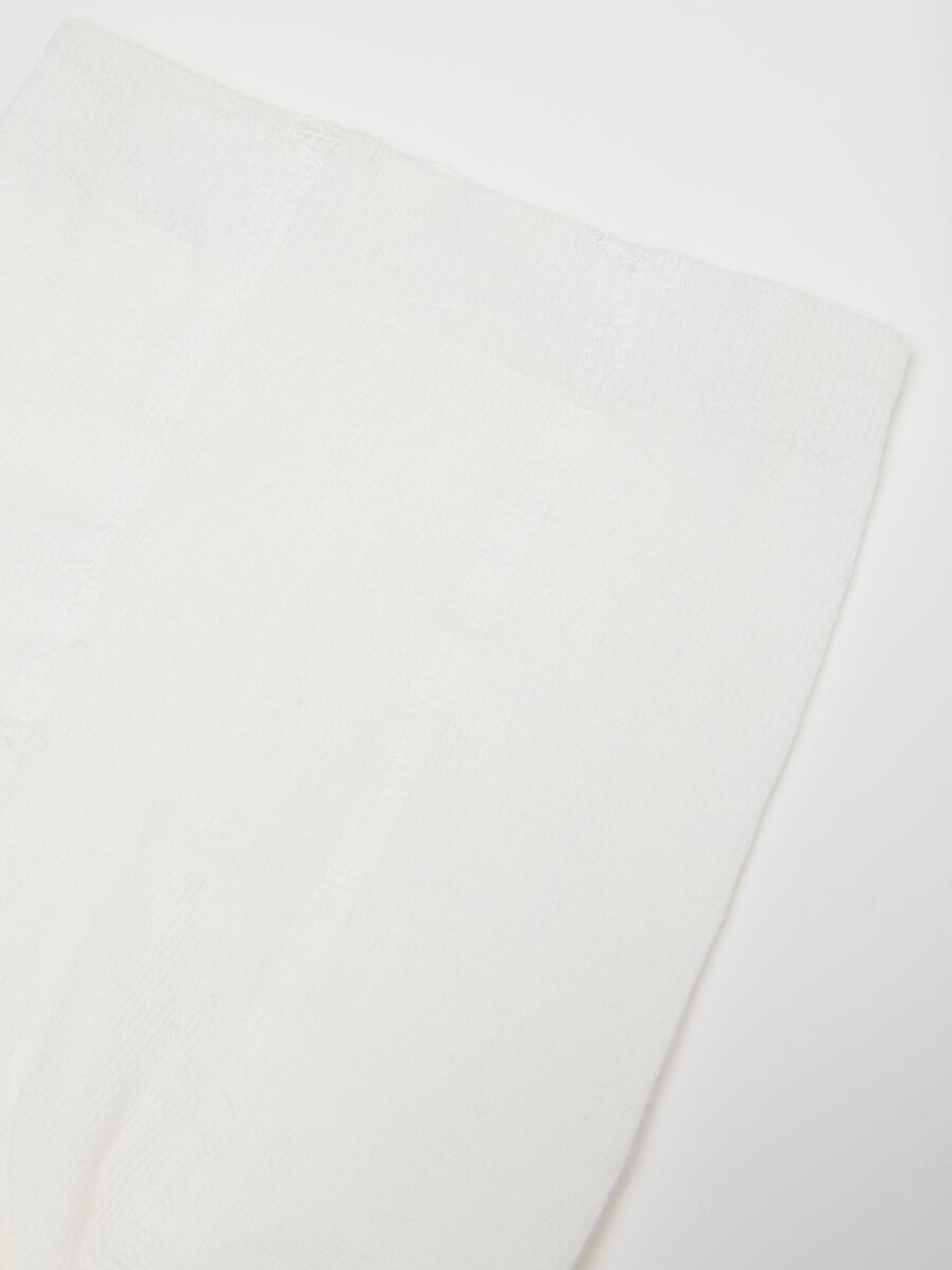 White cotton Disney print baby tights_1