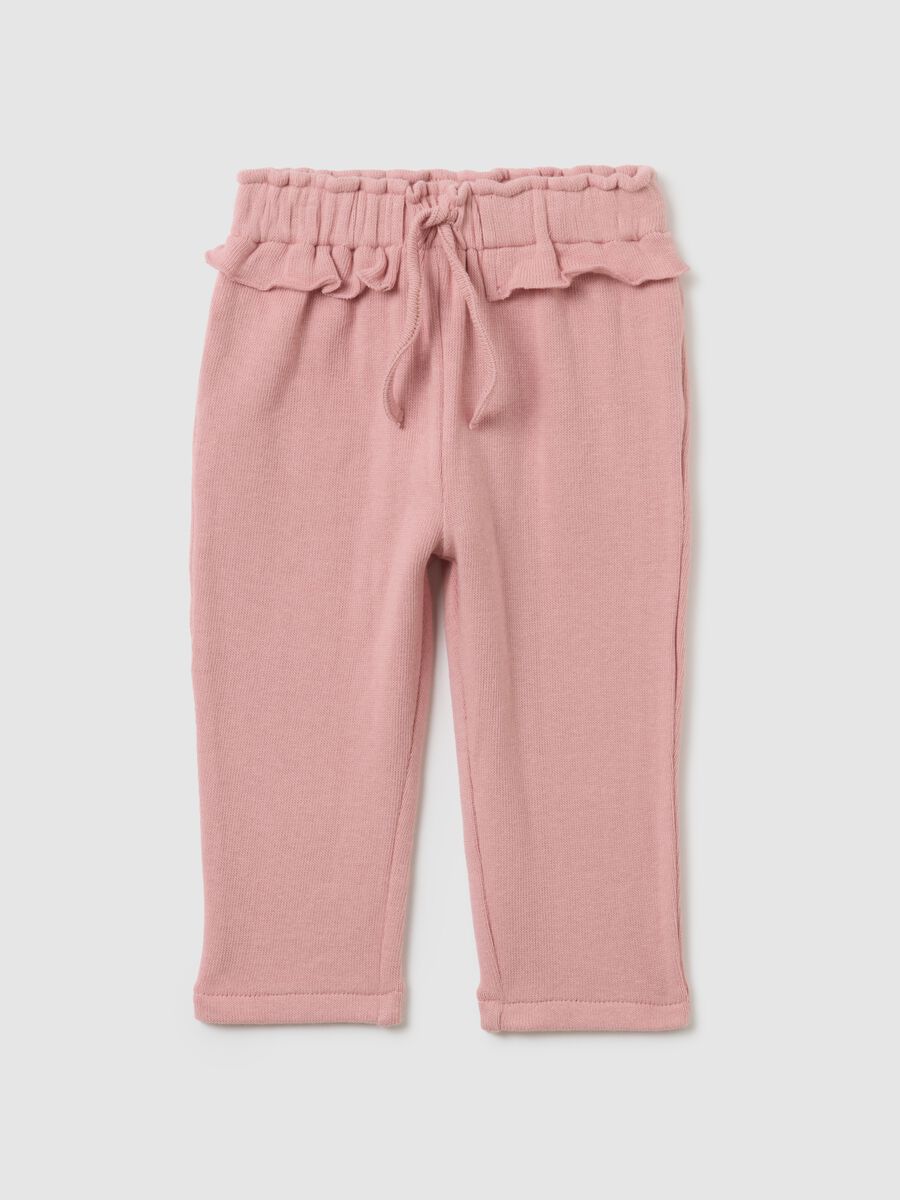 Girls' pink stretch cotton baggy trousers_0