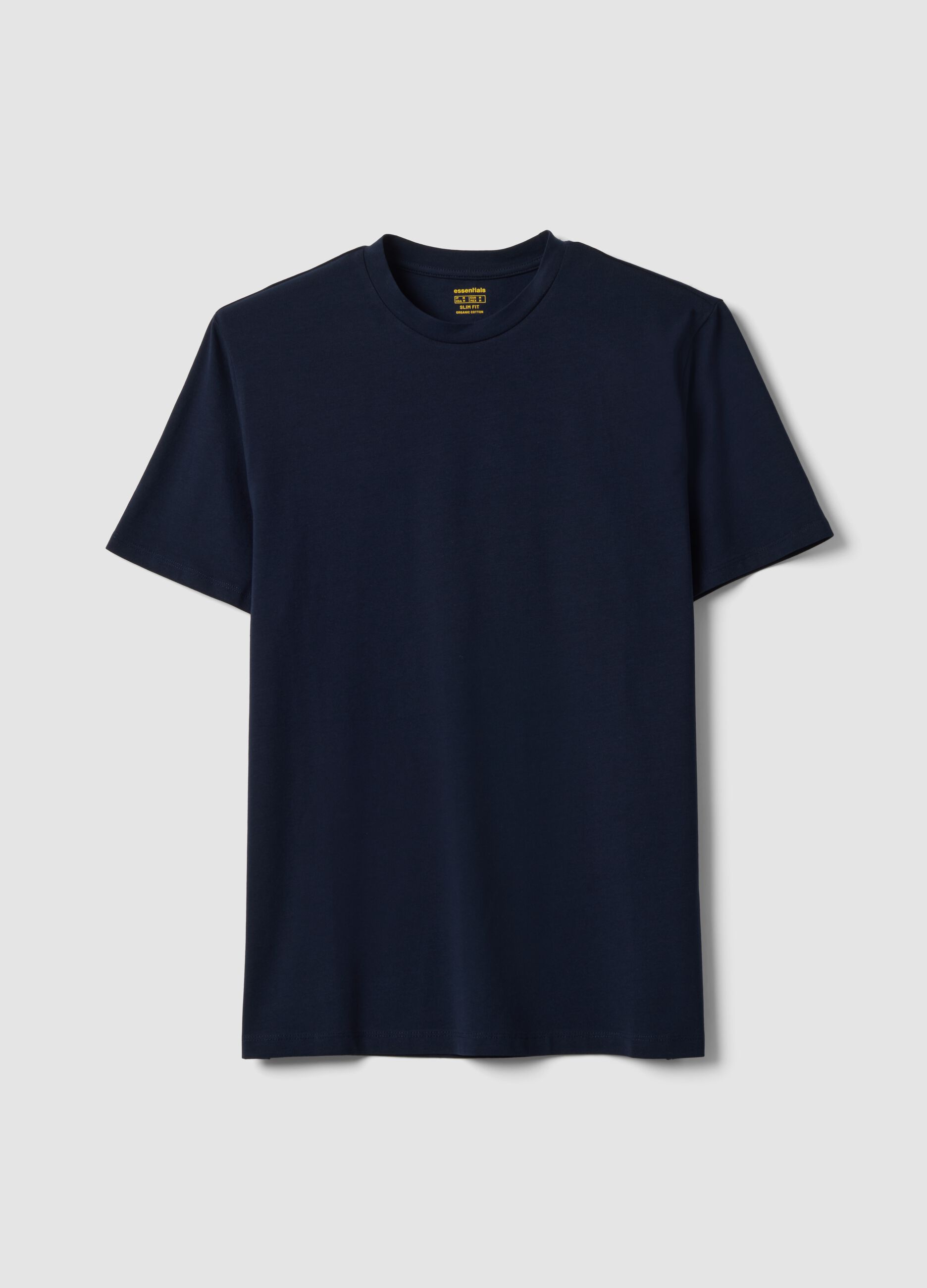Blue organic cotton slim-fit short-sleeve T-shirt