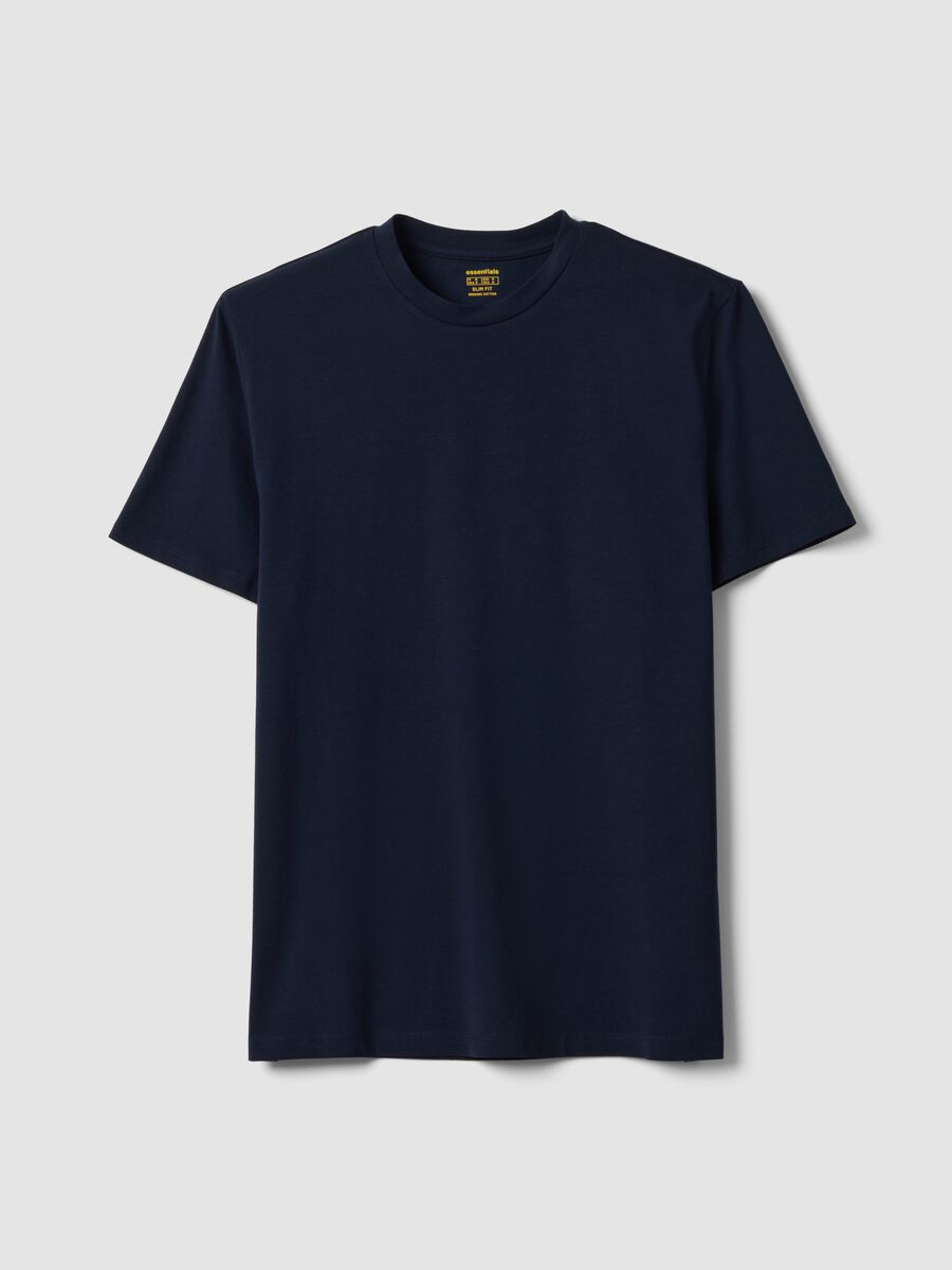 Blue organic cotton slim-fit short-sleeve T-shirt_4