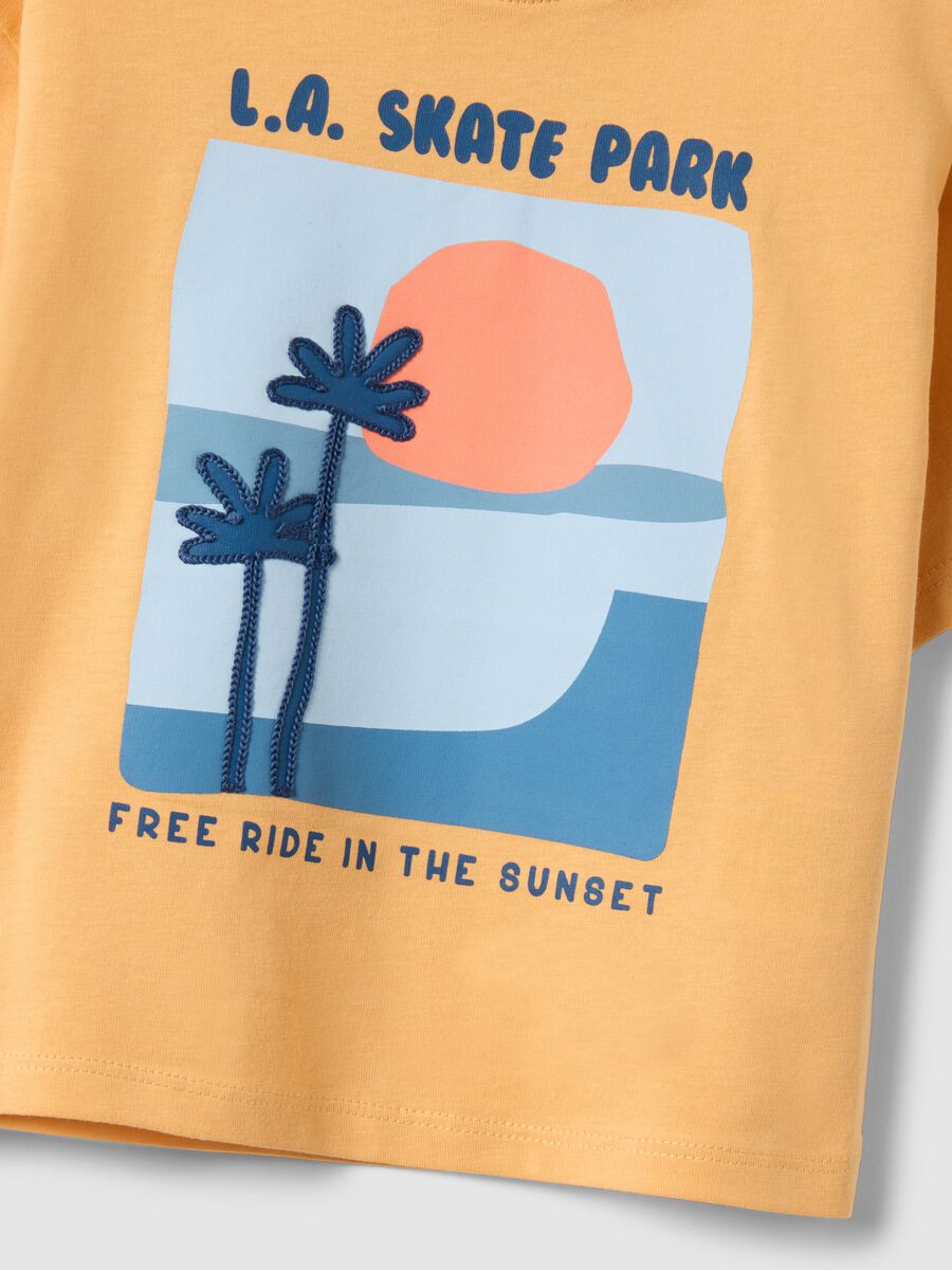 Orange pure cotton t-shirt with print for toddler_2