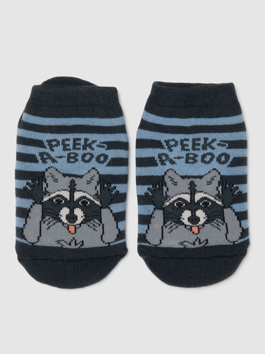 Children's Non-Slip Cotton Blend Blue Socks_1