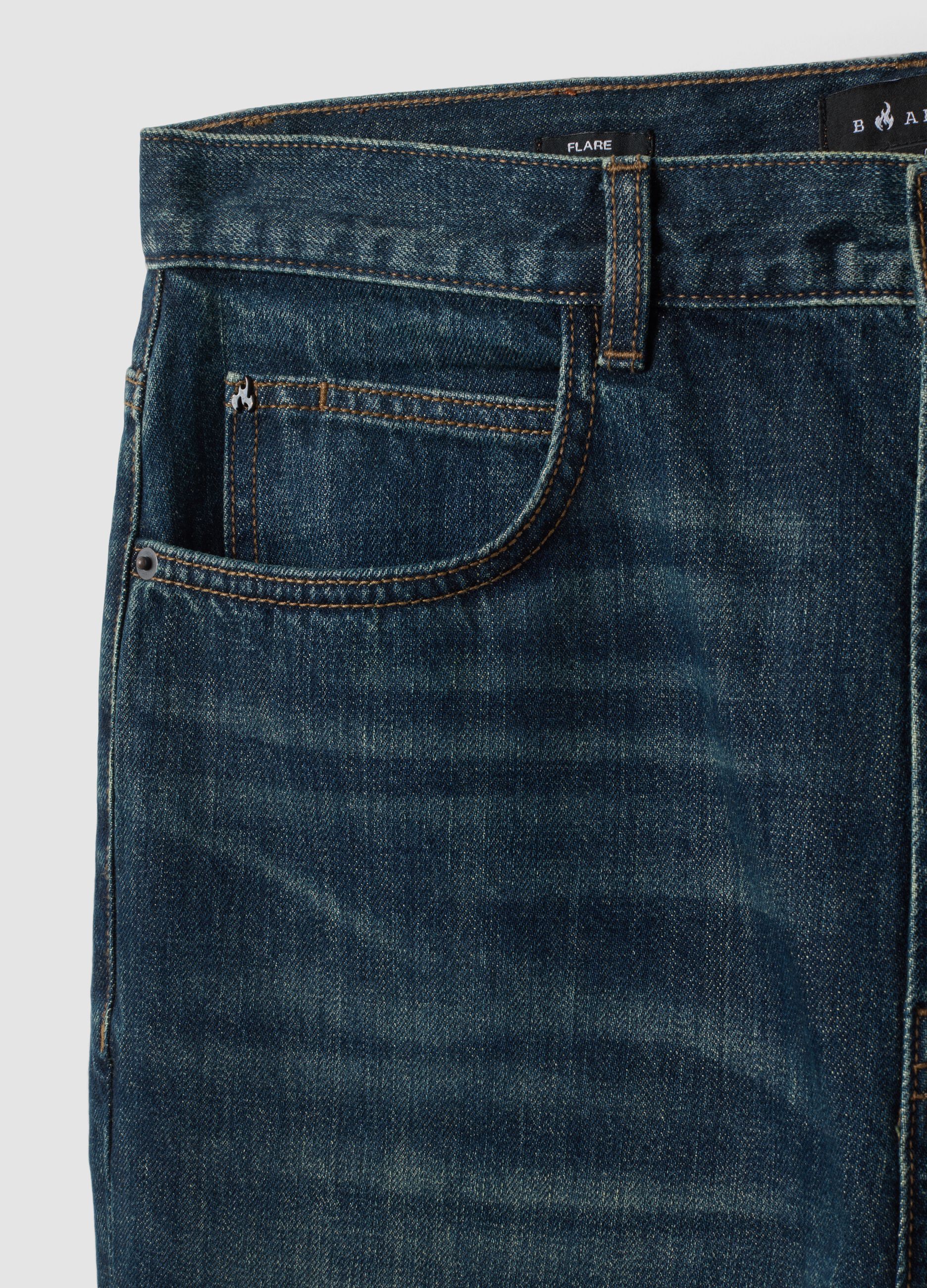 Jeans denim blu in puro cotone flare fit
