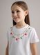 Girls' white stretch cotton t-shirt with beads_0