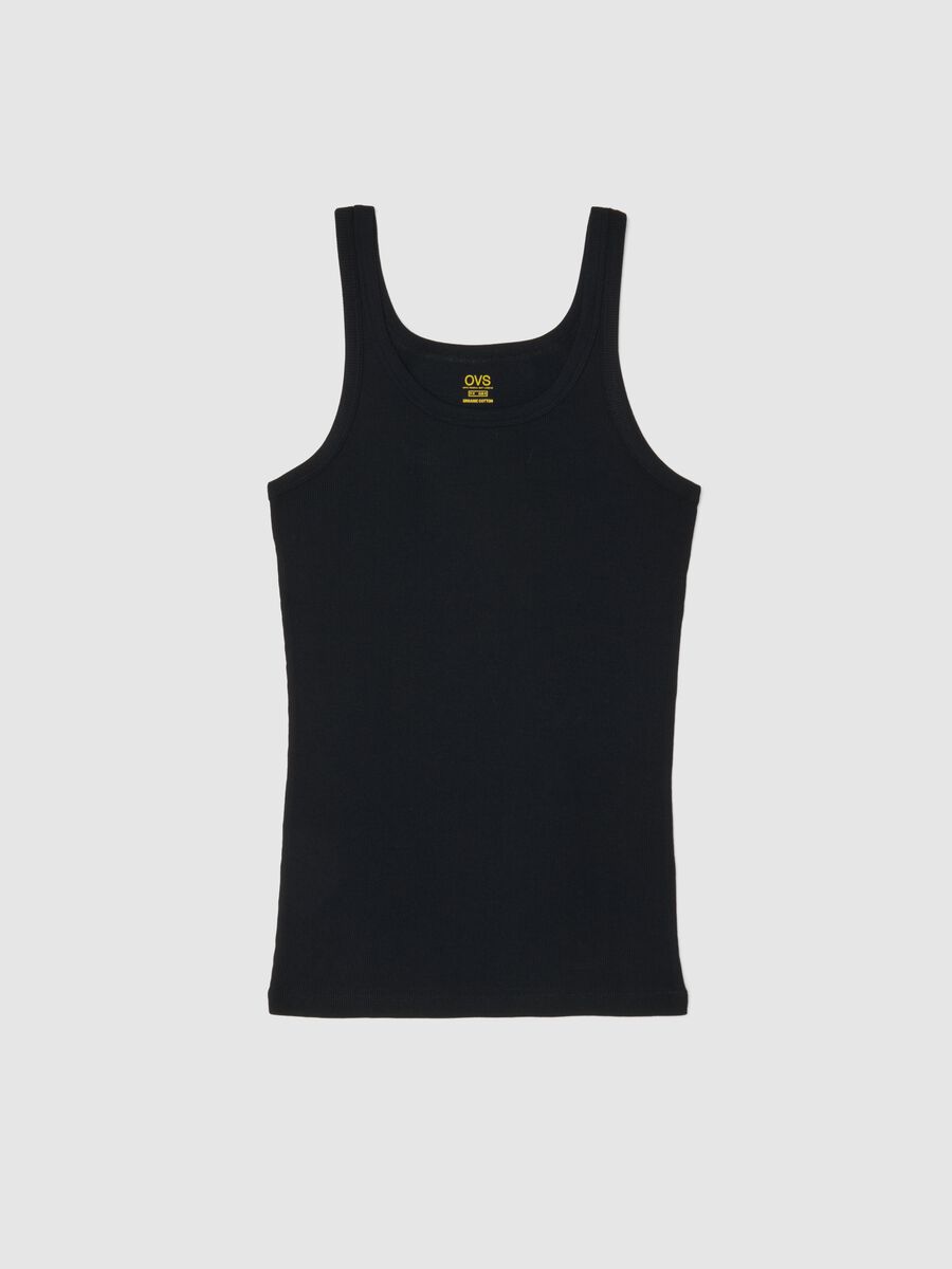 Pure black cotton tank top regular fit_4