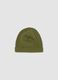 Green pure cotton knitted hat with turn-up brim_0