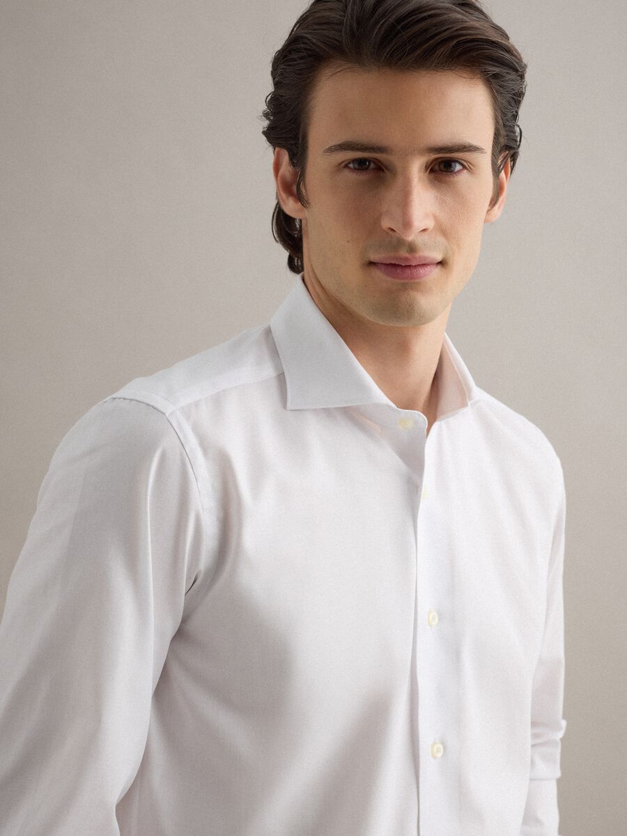 White pure cotton slim fit shirt_3