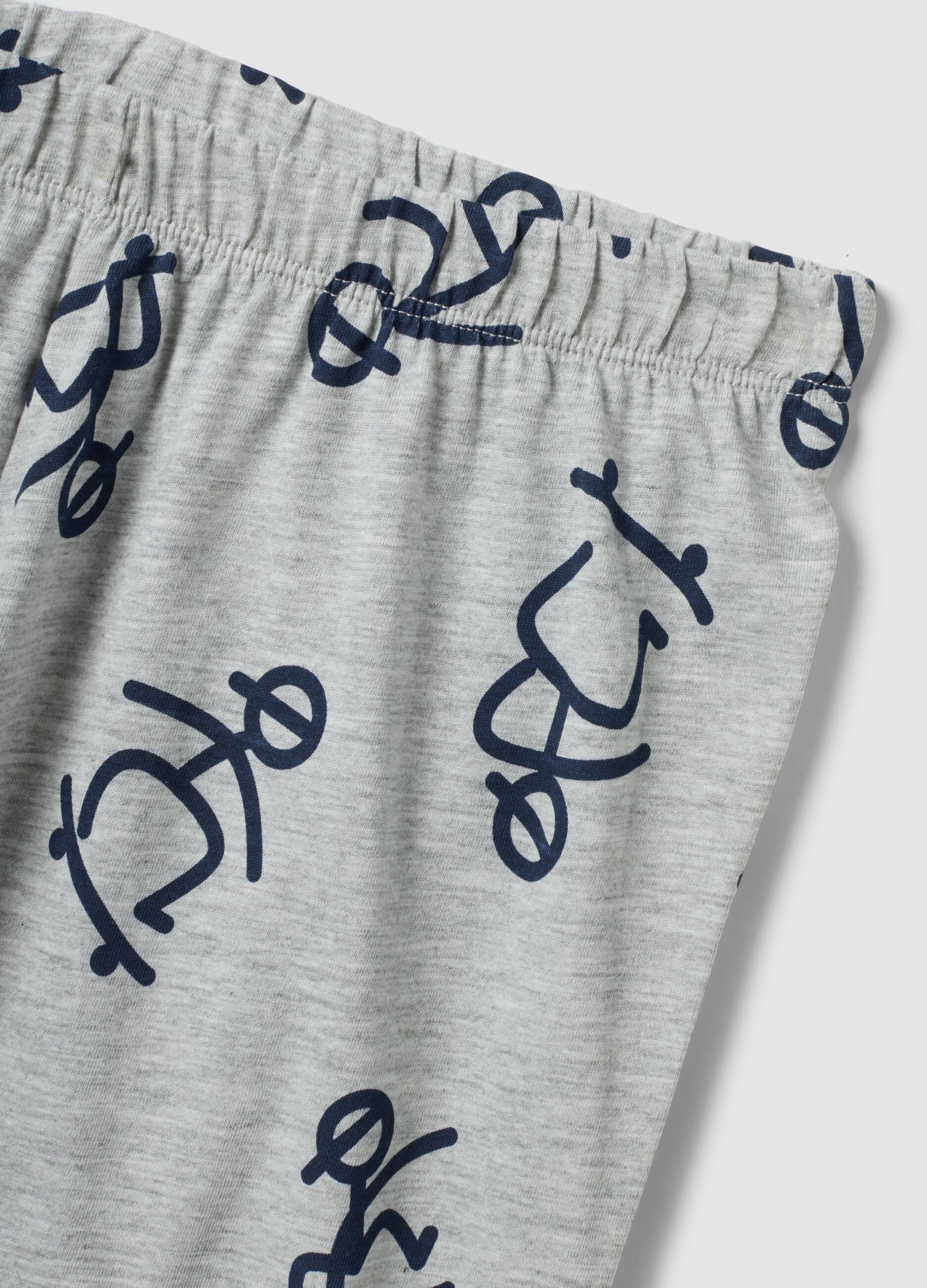 Pigiama grigio in misto cotone organico con stampa all over per bambino e ragazzo