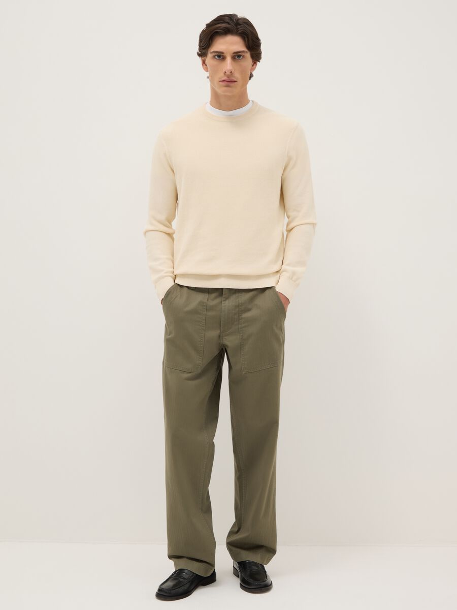 Gr&uuml;ne Regular Fit Chino-Hosen aus reiner Baumwolle_0