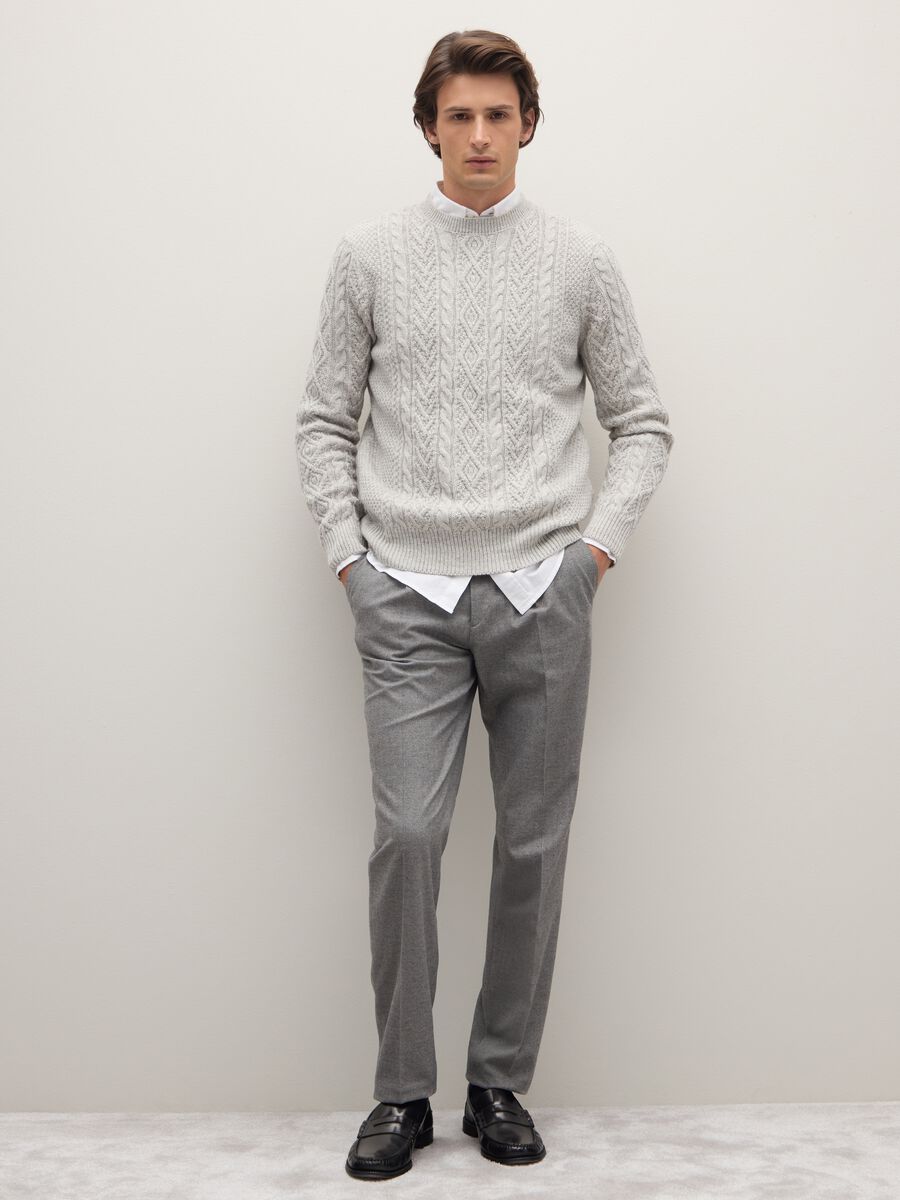 Grey regular fit sweater with round neckline_2