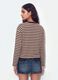 Brown striped pure cotton T-shirt with crew neck, relaxed fit_3