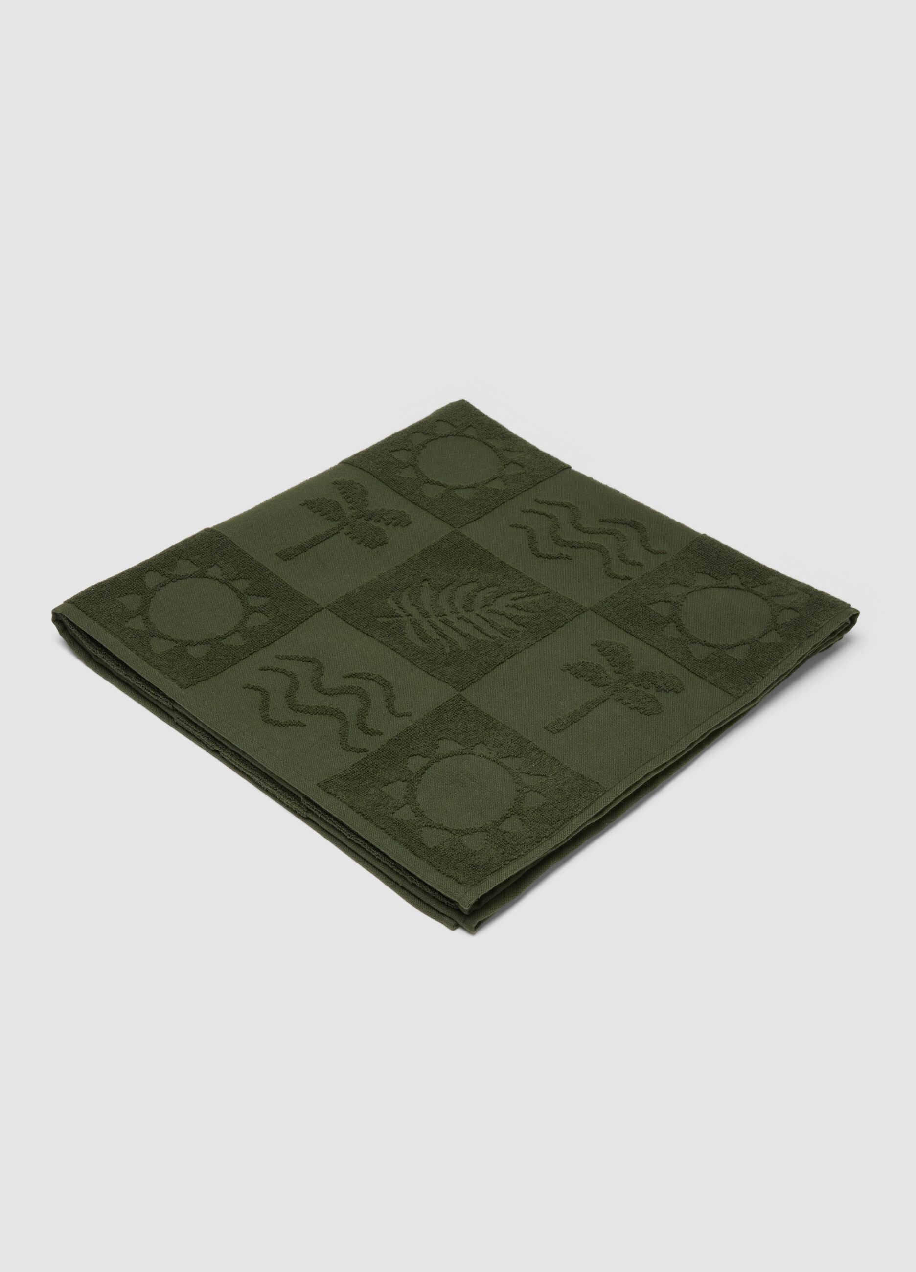 Green pure cotton jacquard beach towel