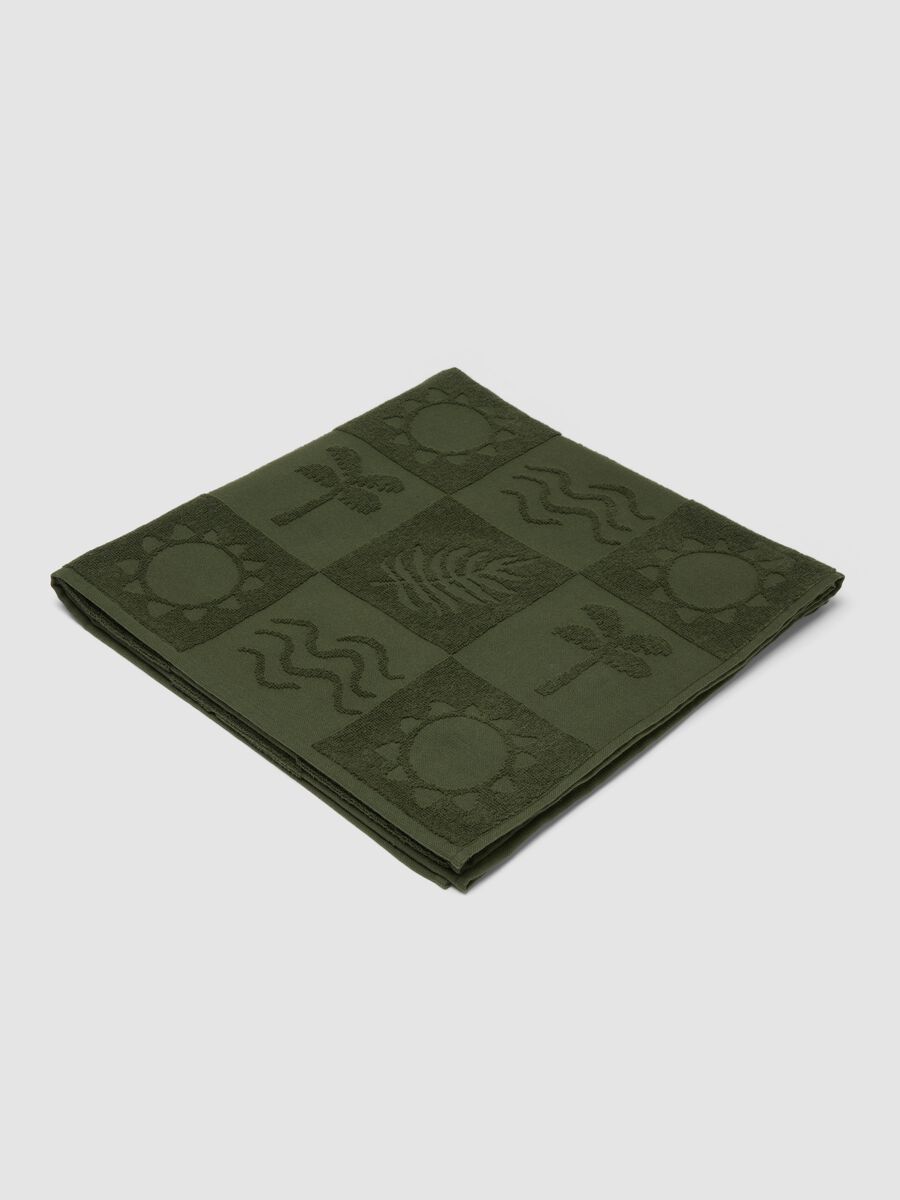 Green pure cotton jacquard beach towel_0