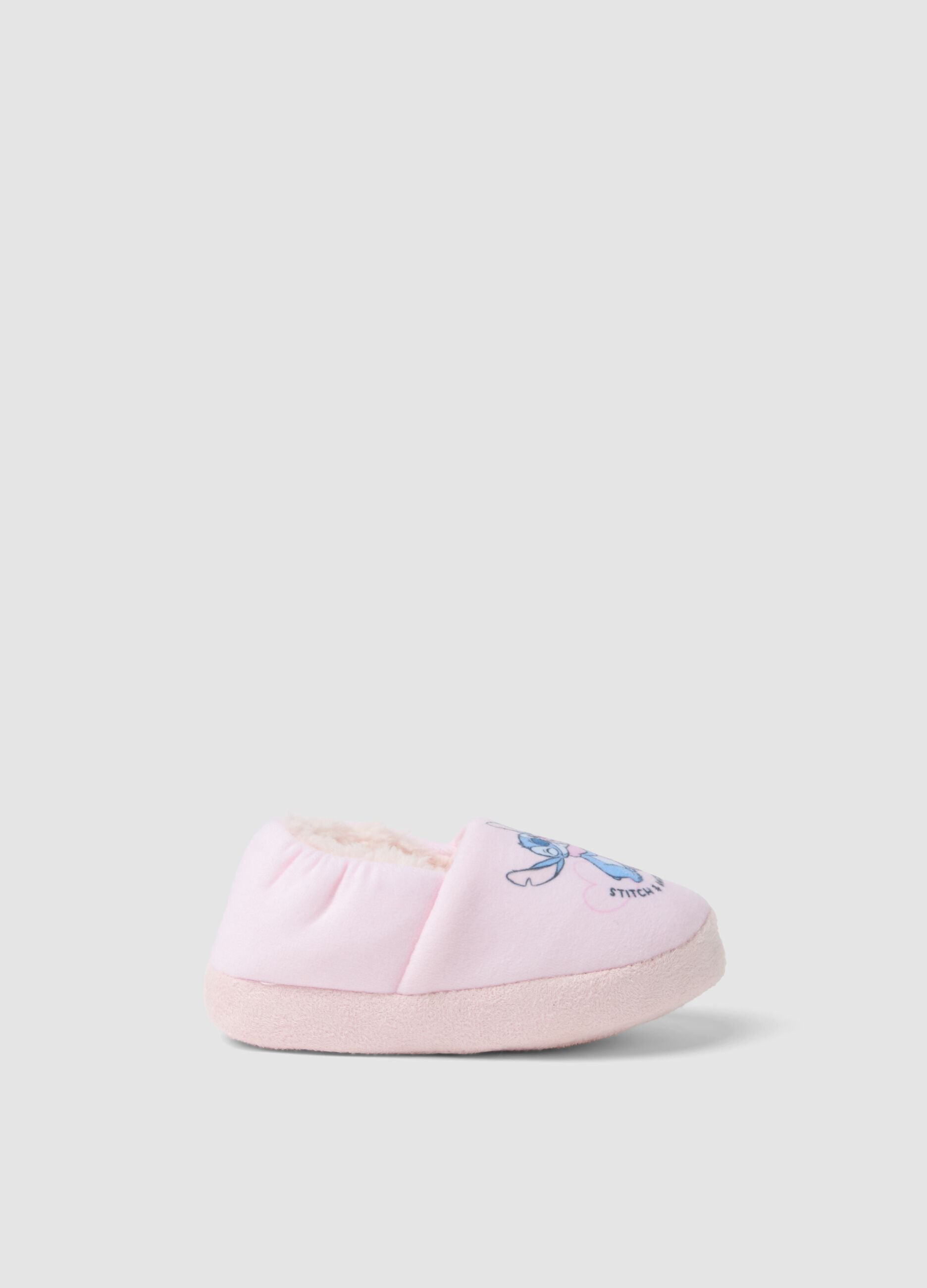 Pink Lilo & Stitch print slippers for girls