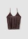 Braunes, figurbetontes Tanktop aus Stretchstoff mit Pailletten_6