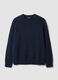 Blue crew-neck cotton and wool-blend jumper_0