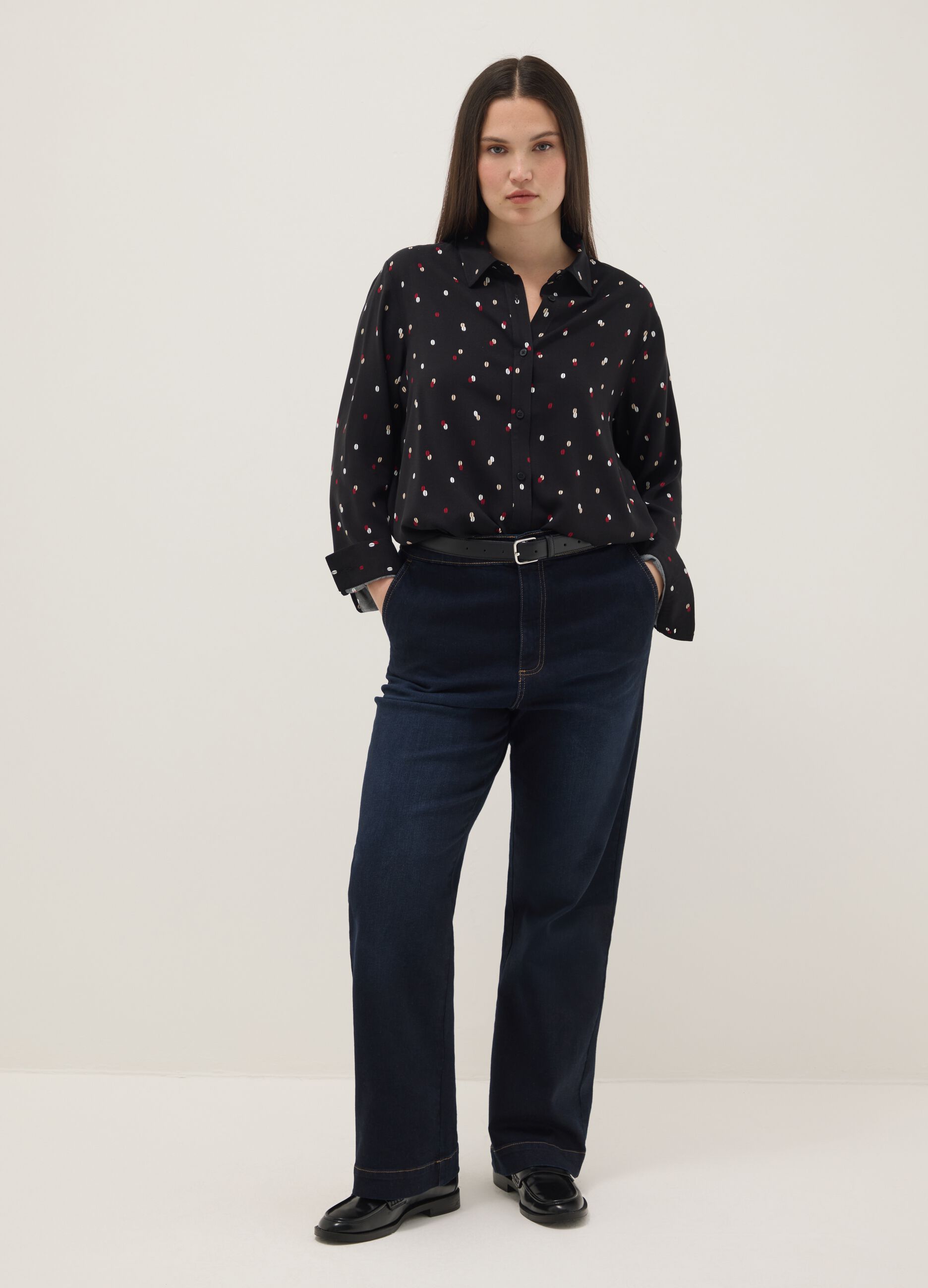 Camisa multicolor de pura viscose com ajuste regular e estampas