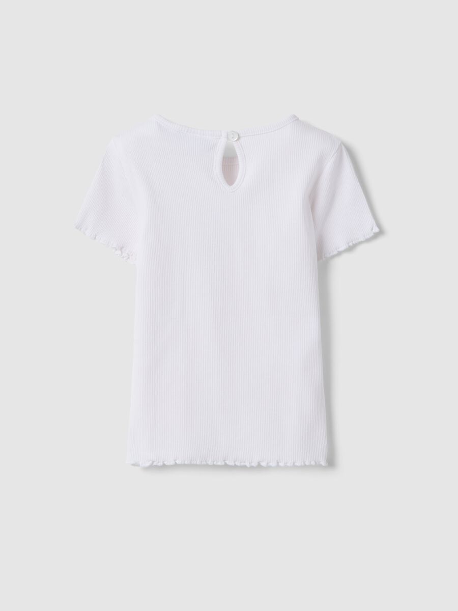 T-shirt in cotone elasticizzato bianca da bimba con stella_1