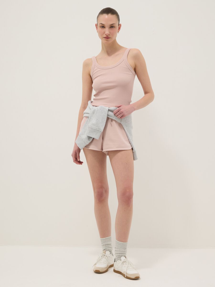 Pink fitted stretch cotton vest top_2