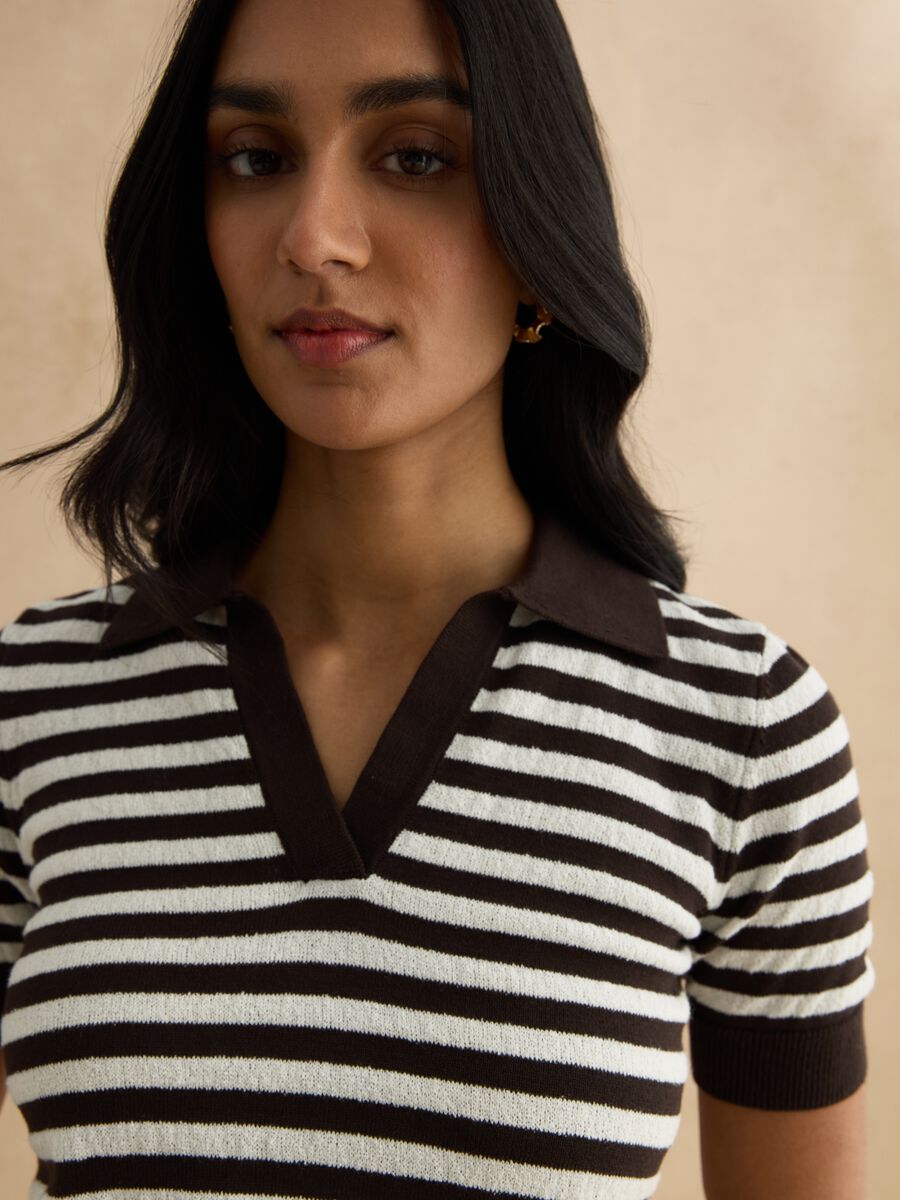 Multicoloured striped regular fit cotton blend sweater_3