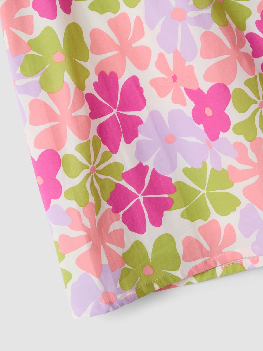 Multicoloured pure cotton dress with floral print_3