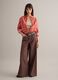 Brown stretch cotton flare trousers_0