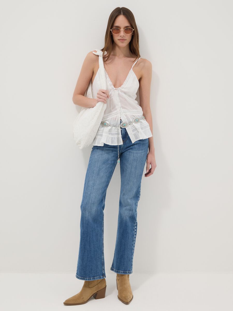 Camiseta de tirantes blanca de algod&oacute;n puro con tirantes finos_2