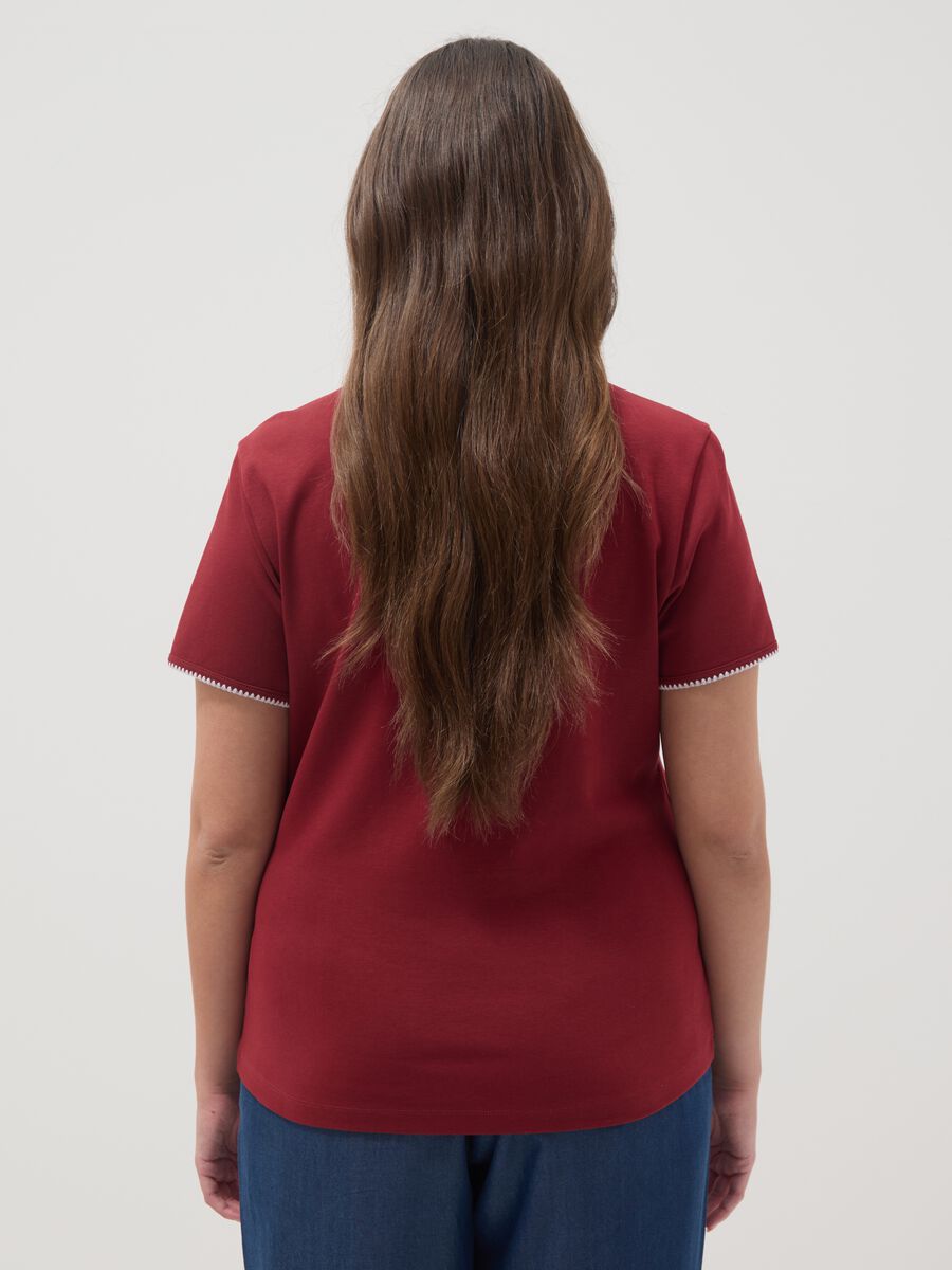 Rotes Kurzarm-T-Shirt aus reiner Baumwolle, Regular Fit_3