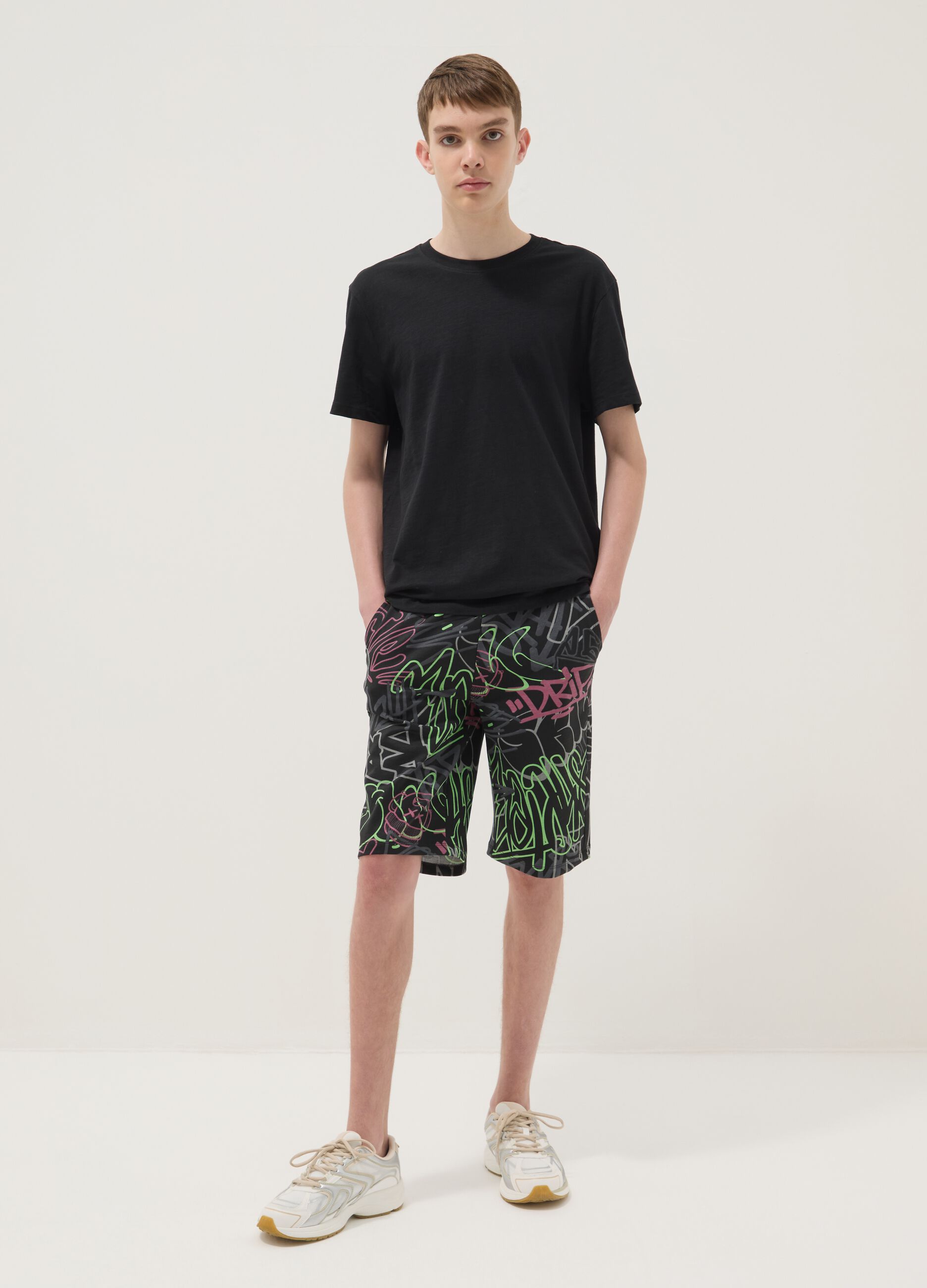 Short en pur coton multicolore pour gar&ccedil;on, coupe classique