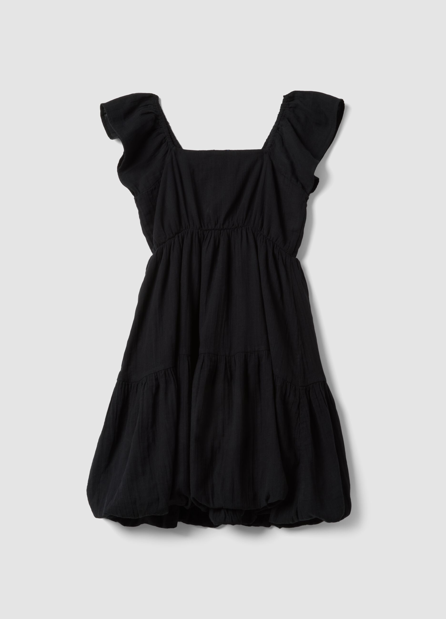 Abito nero con collo a barca in puro cotone wide fit