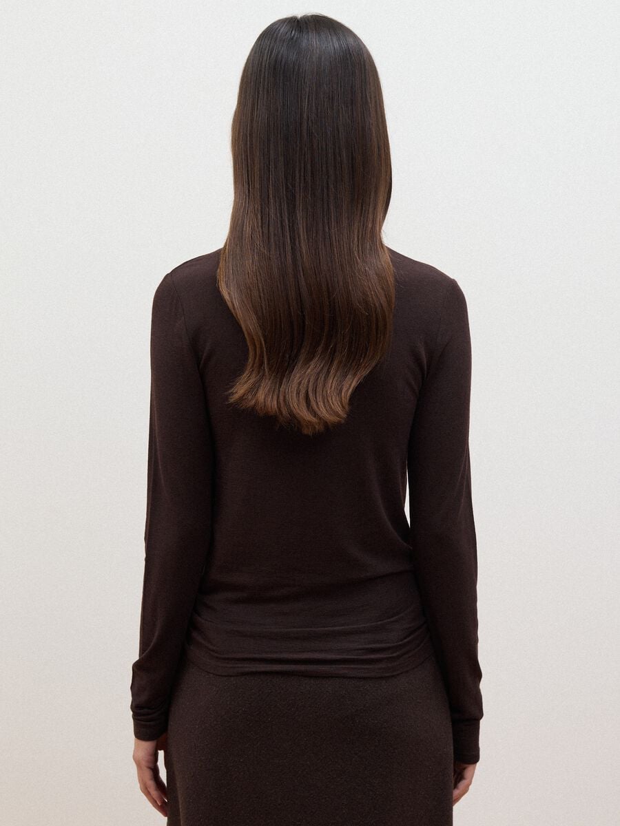 Brown modal and stretch cashmere T-shirt, regular fit_3