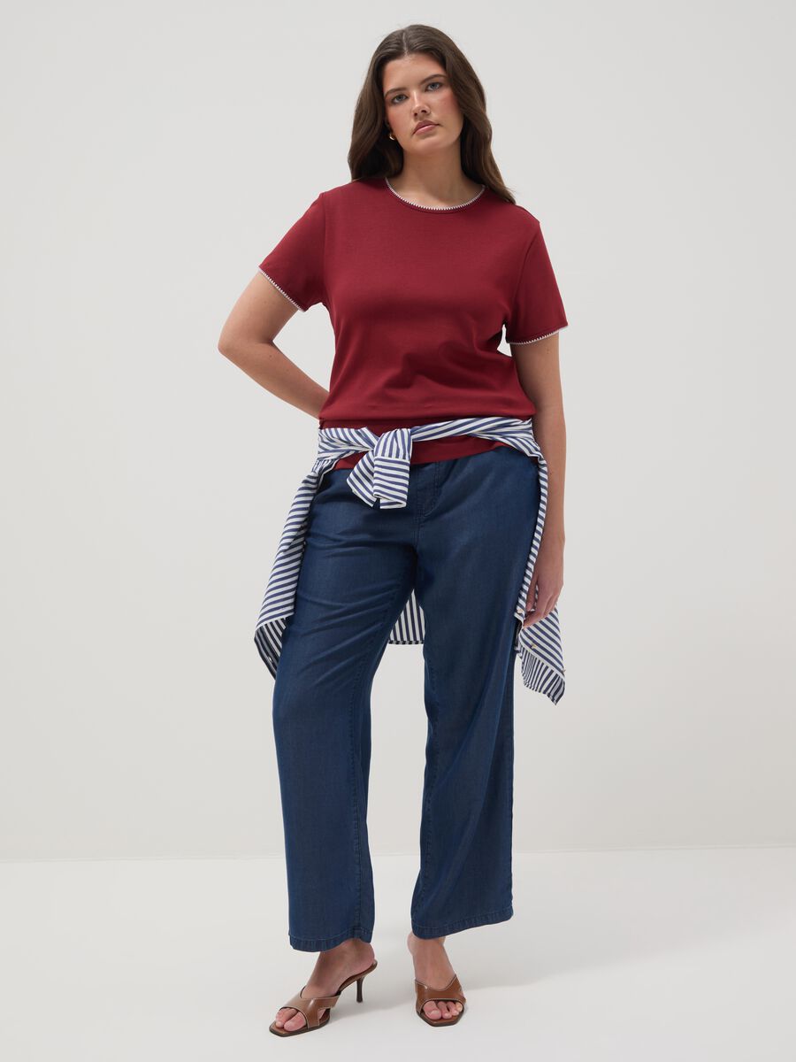 Rotes Kurzarm-T-Shirt aus reiner Baumwolle, Regular Fit_2