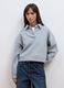 Graues Poloshirt aus Baumwollmischung mit Allover-Strass, Regular Fit_2