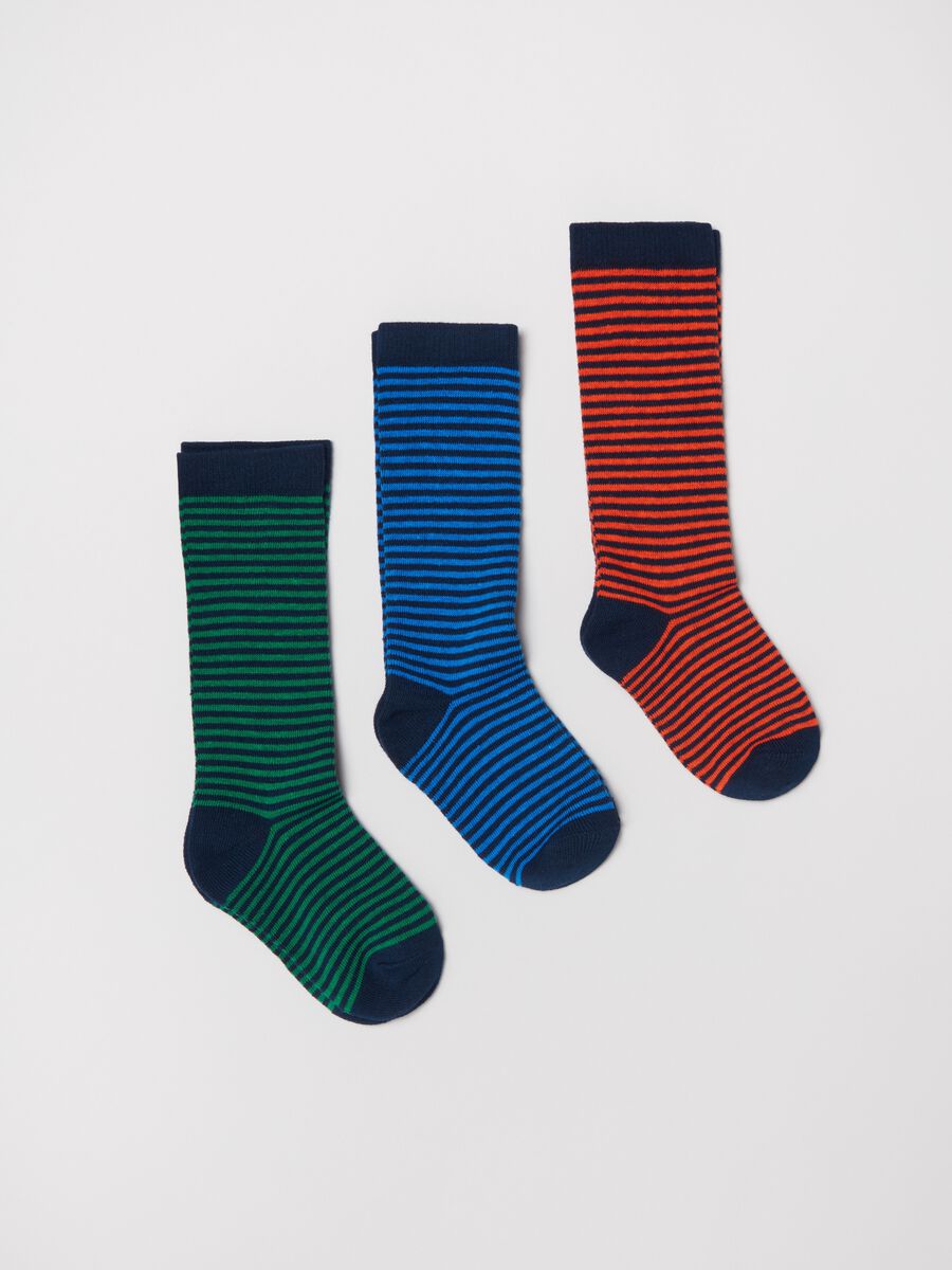 Three-pair pack long striped socks_0