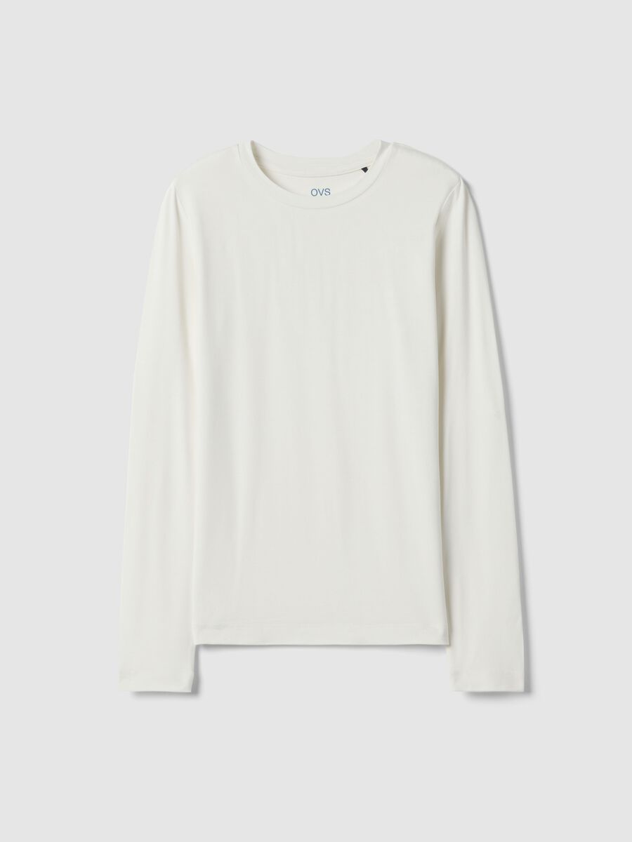 White stretch viscose t-shirt regular fit_4