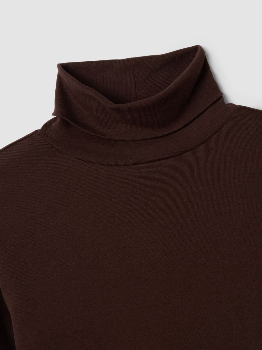 Brown pure cotton crew-neck T-shirt_5