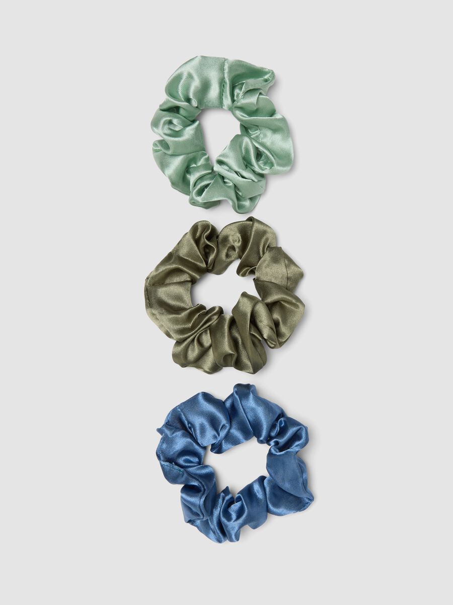 SINCERELY HAIR Chouchous satin taille medium lot de 3 Bleu & Vert_2