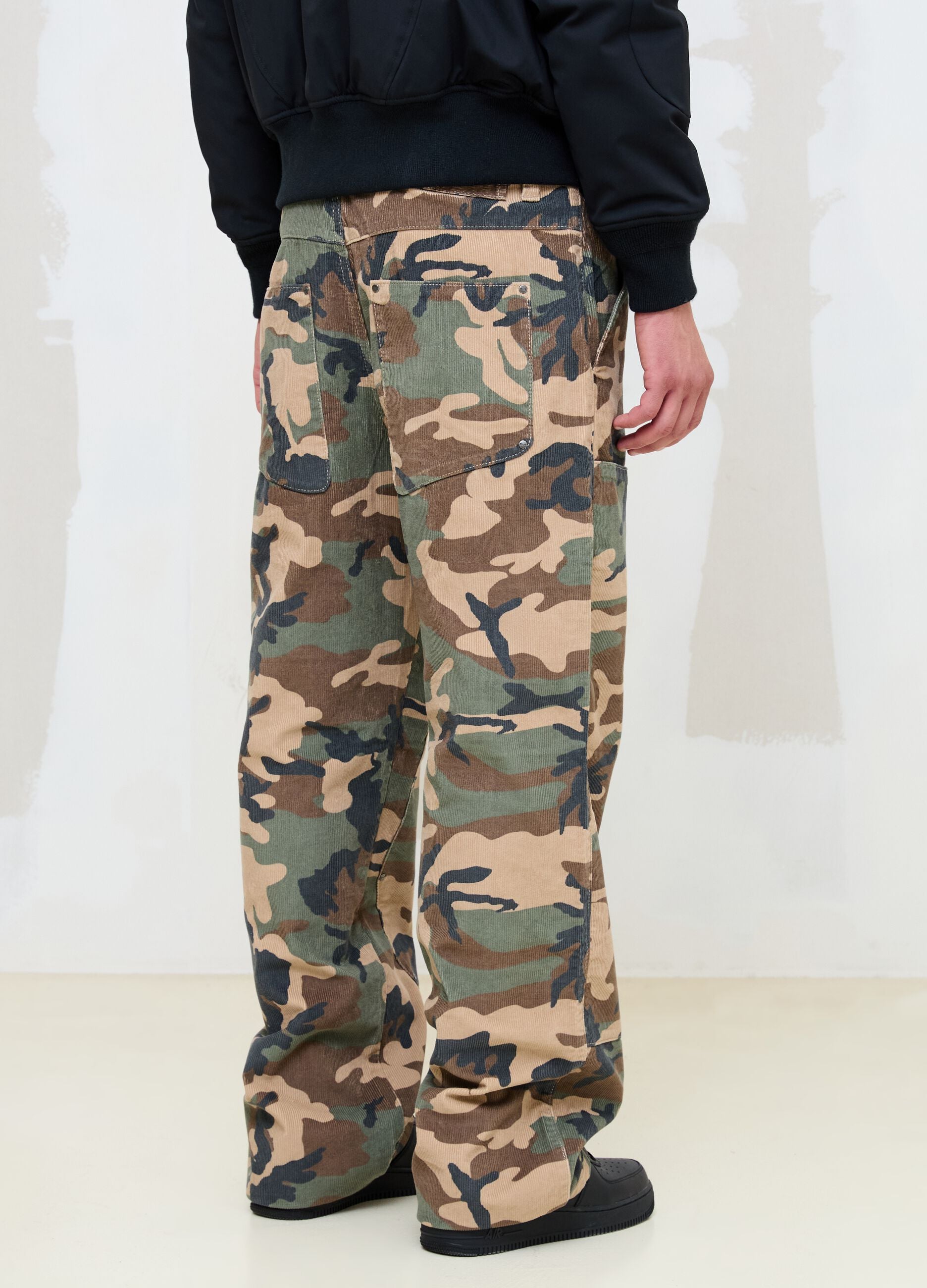 Washed Camo Corduroy Carpenter Trousers