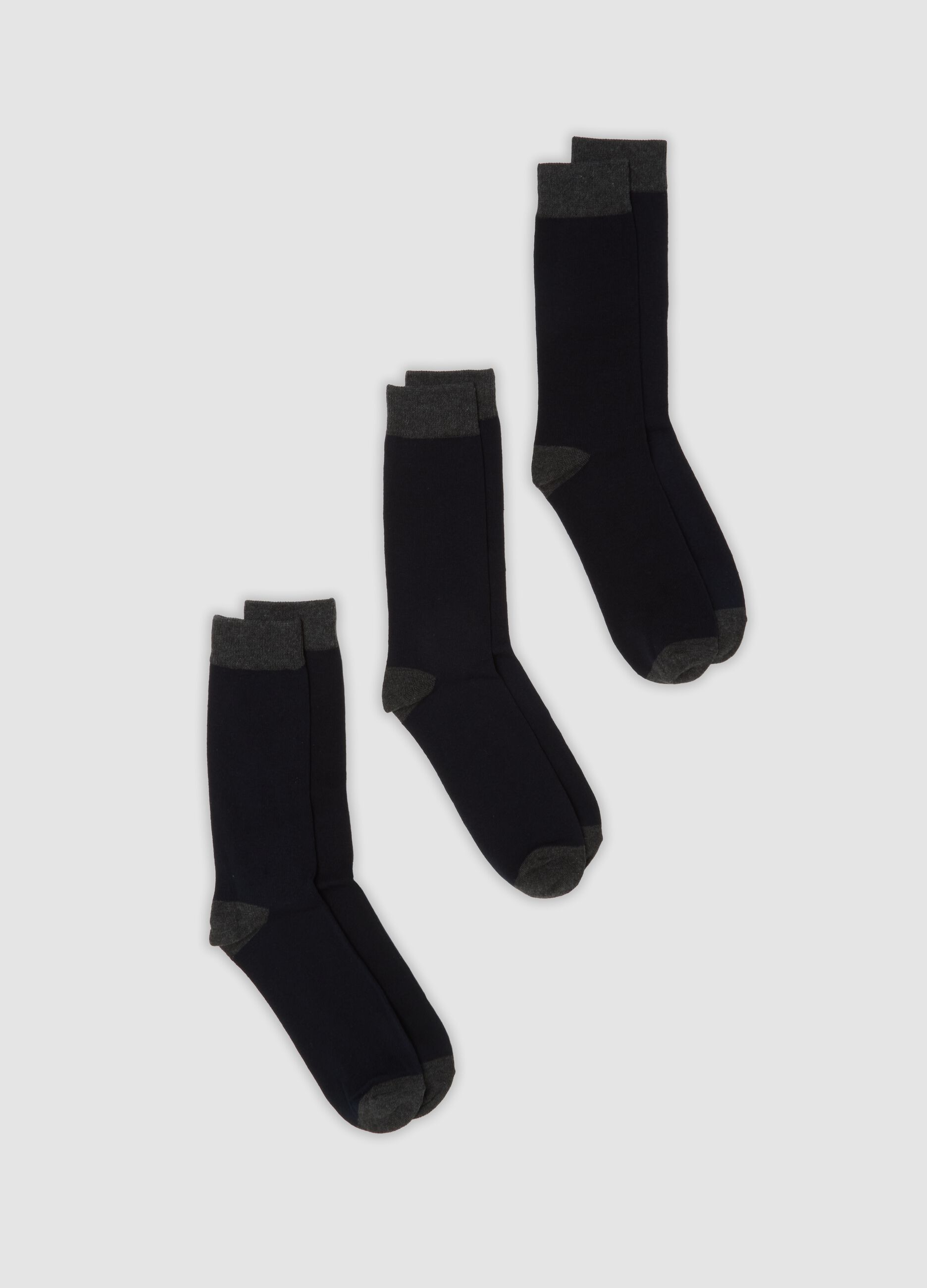 3-pack of black mid-calf socks in organic stretch cotton